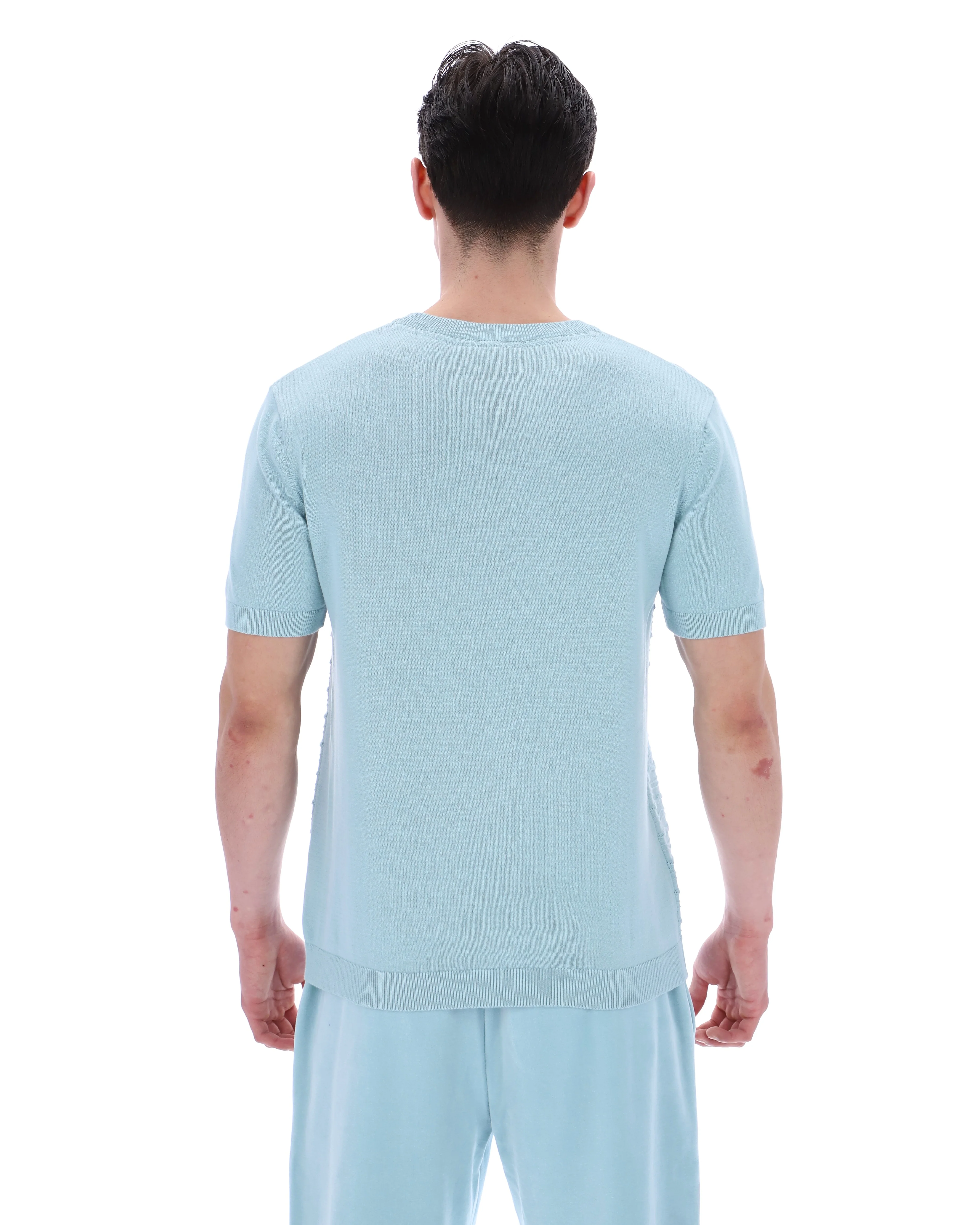 Sterling Blue Don Textured Knitted T-Shirt - Image 8
