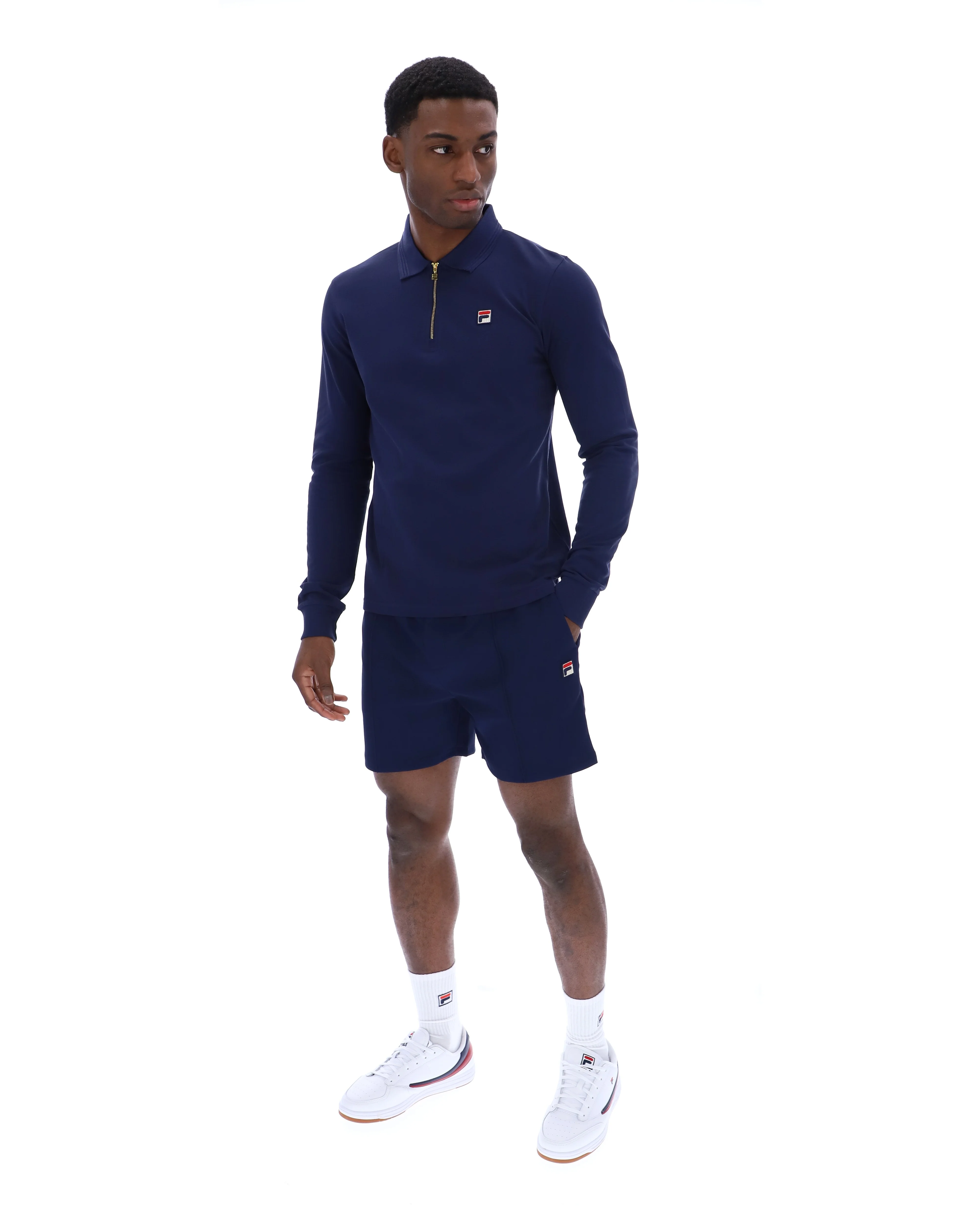 Fila Navy Emiliano Long-Sleeve Polo - Image 3