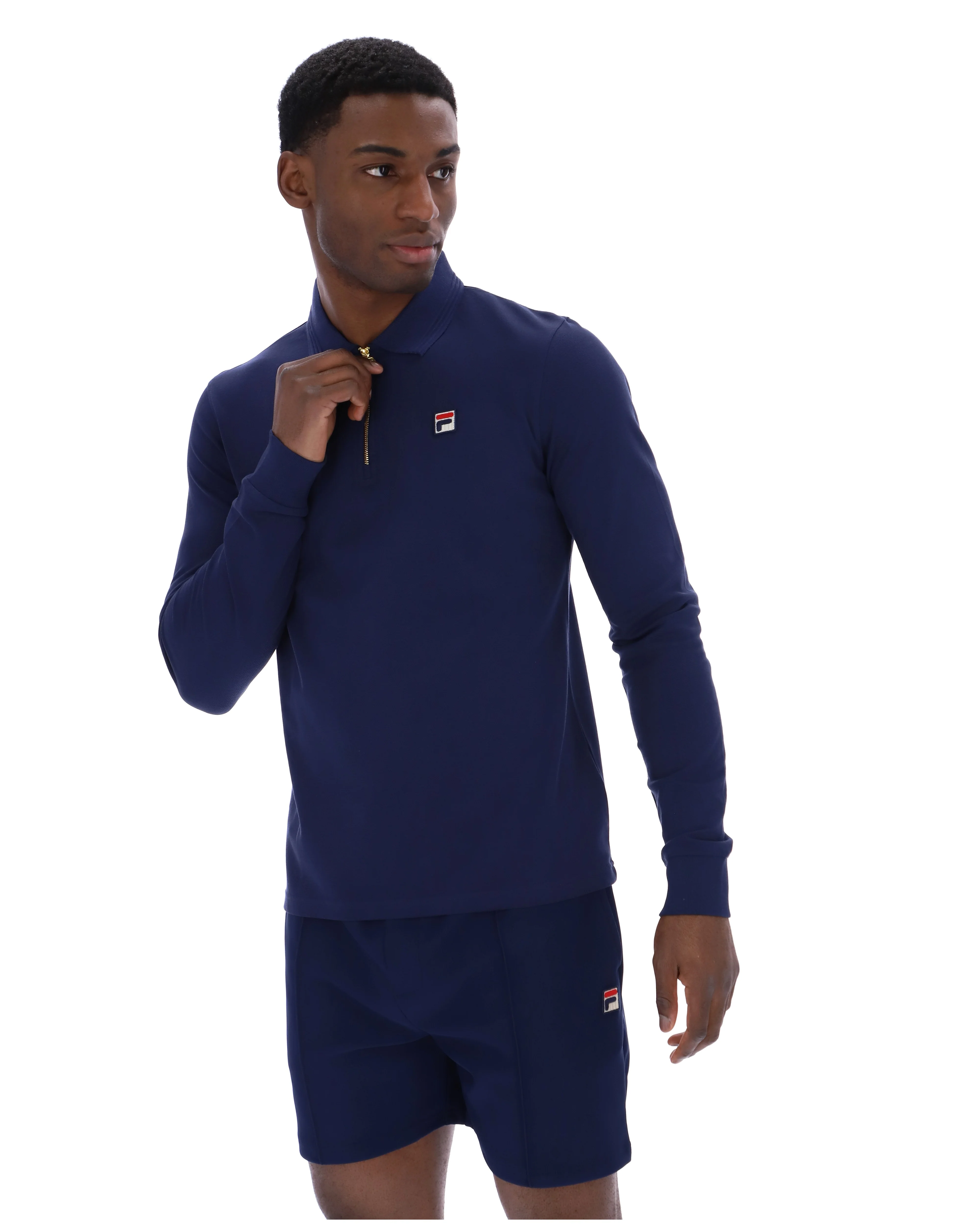 Fila Navy Emiliano Long-Sleeve Polo - Image 4