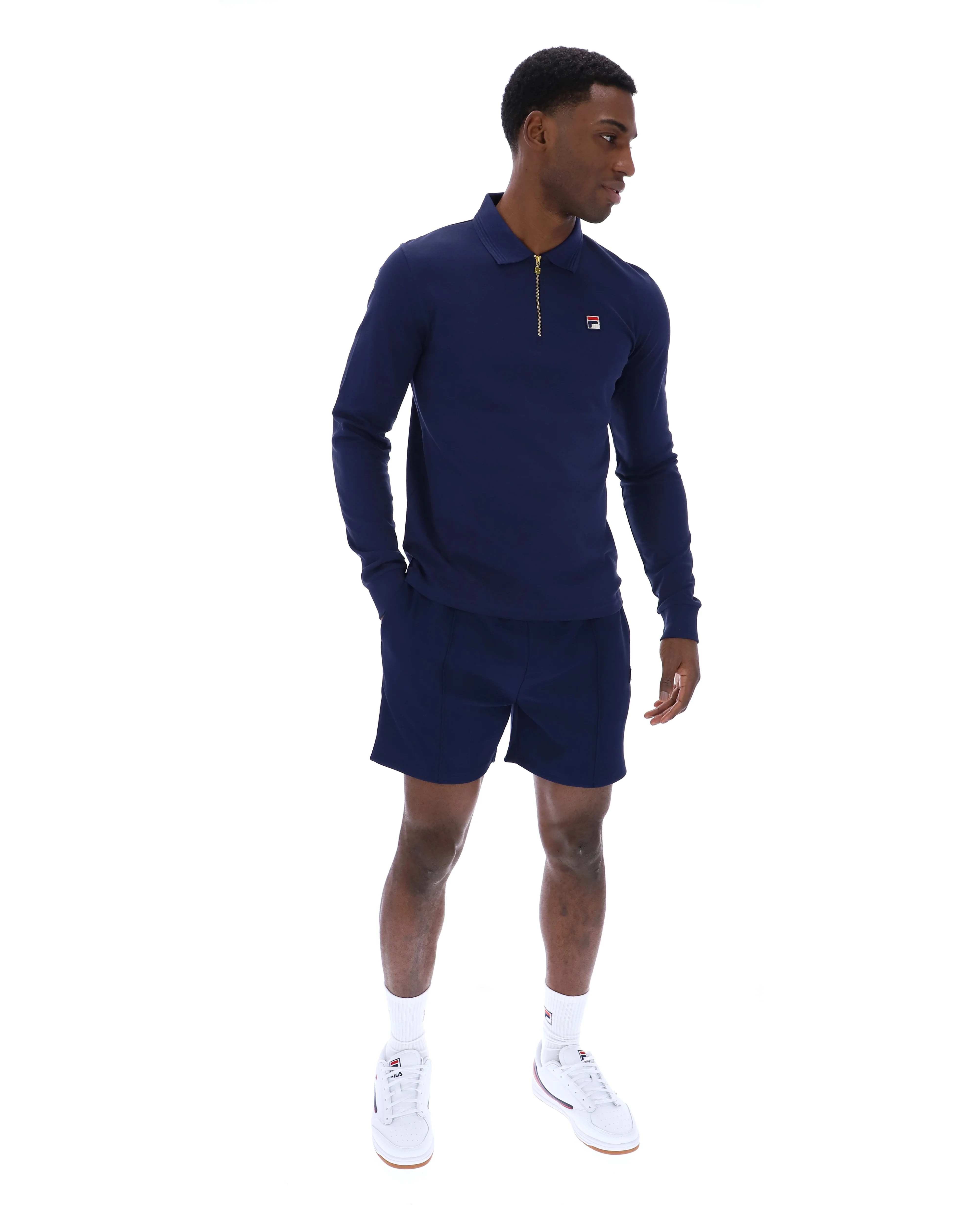 Fila Navy Emiliano Long-Sleeve Polo - Image 5