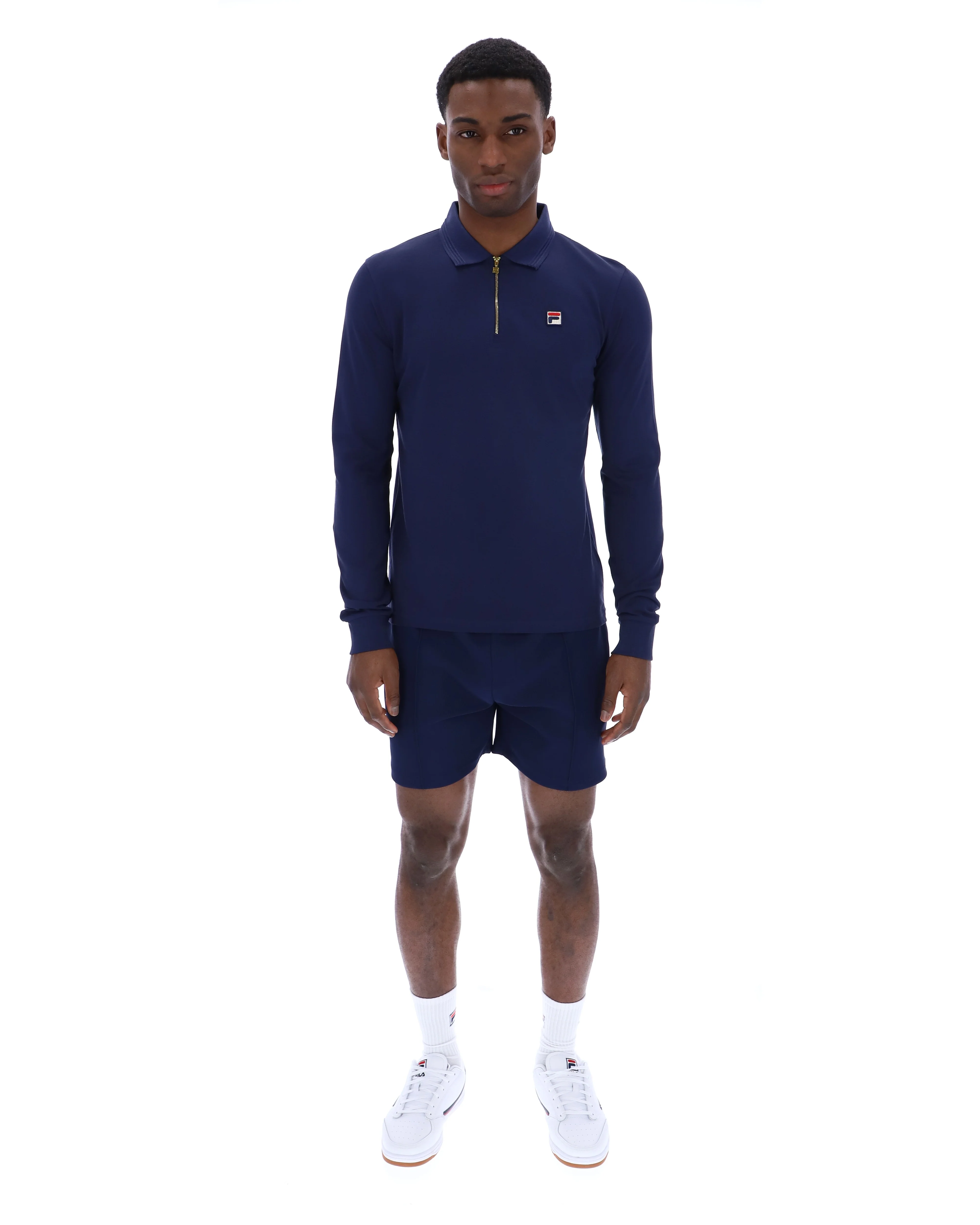 Fila Navy Emiliano Long-Sleeve Polo - Image 6