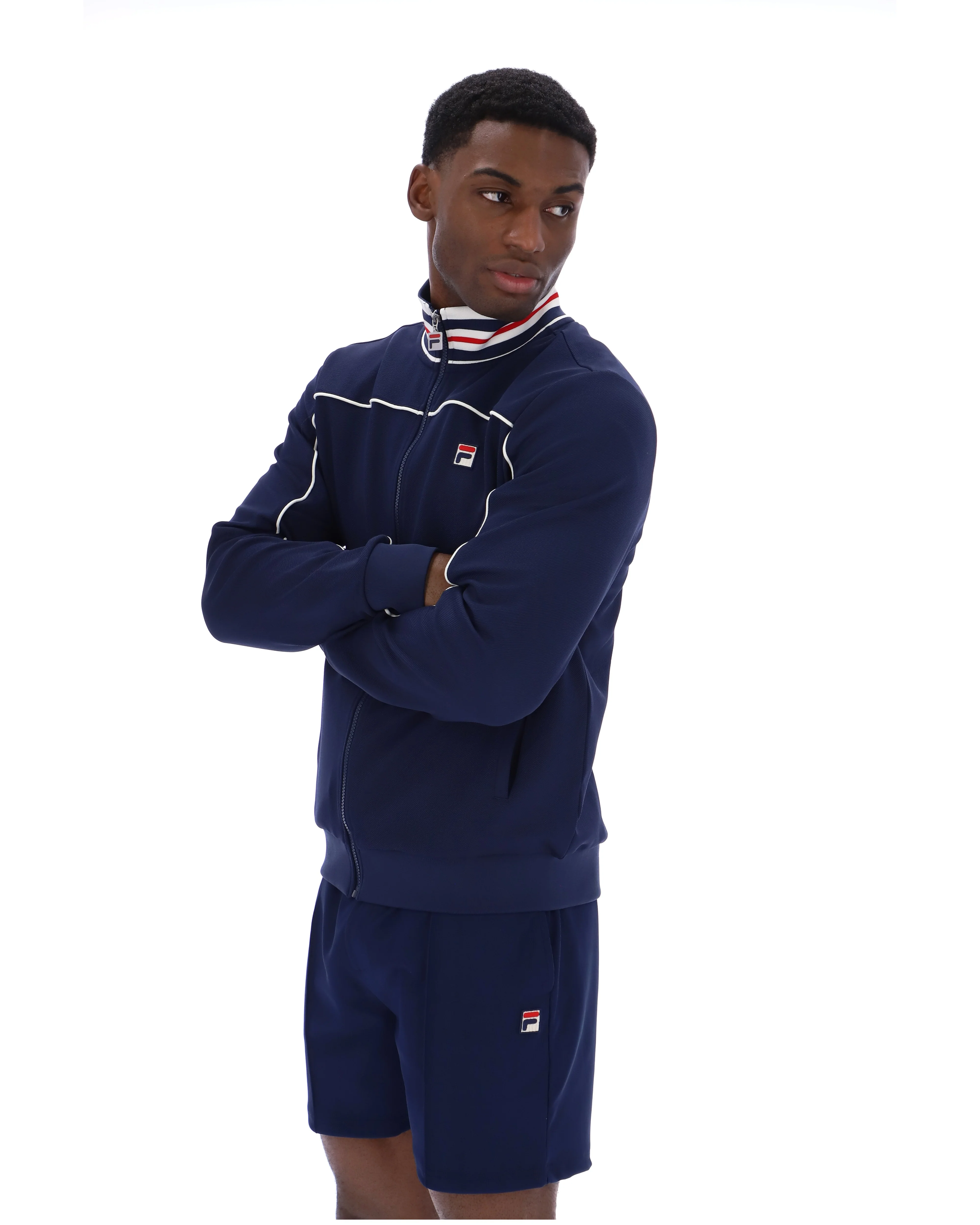 Fila Navy Federico Tipped Neck Track Top - Image 3