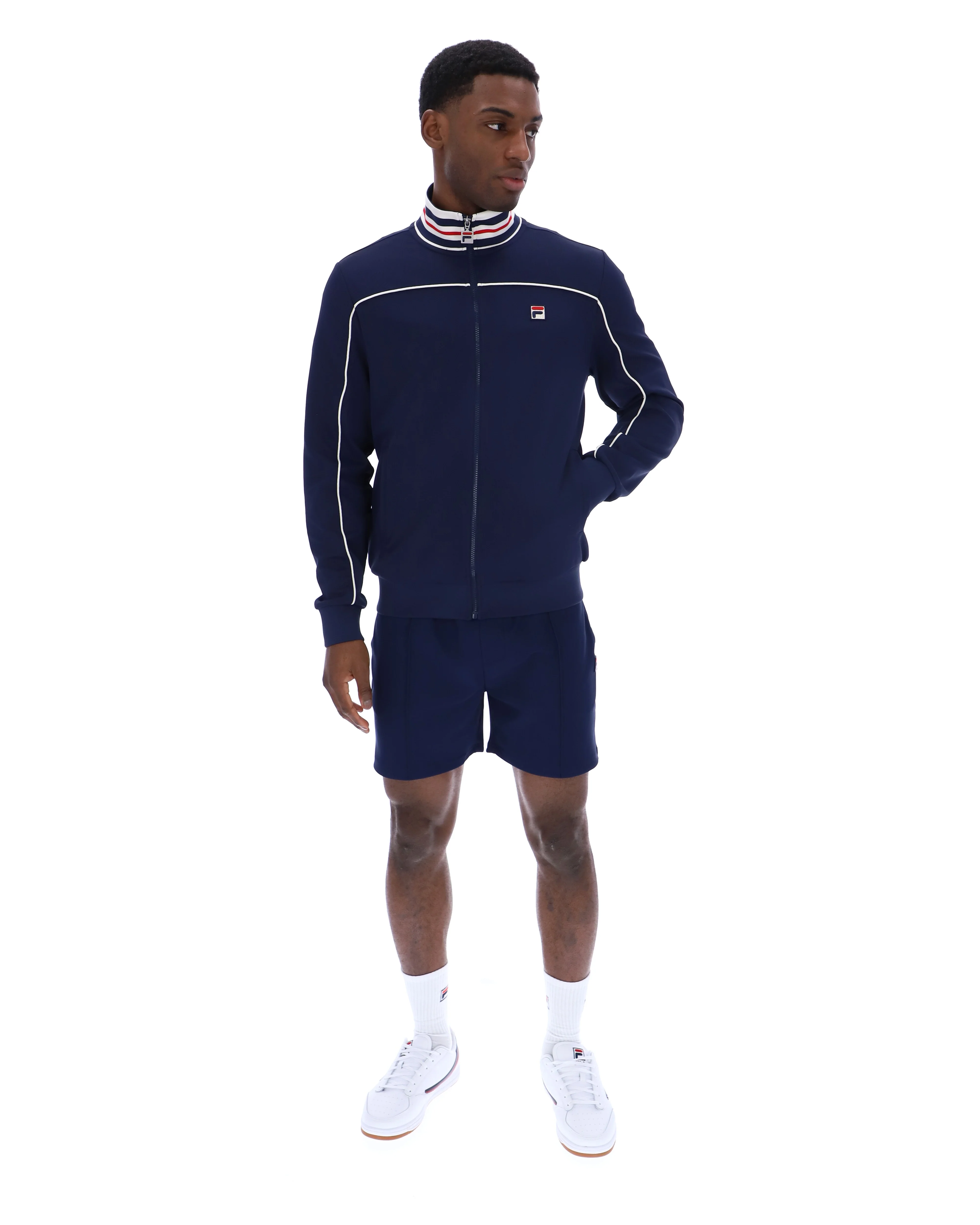 Fila Navy Federico Tipped Neck Track Top - Image 4