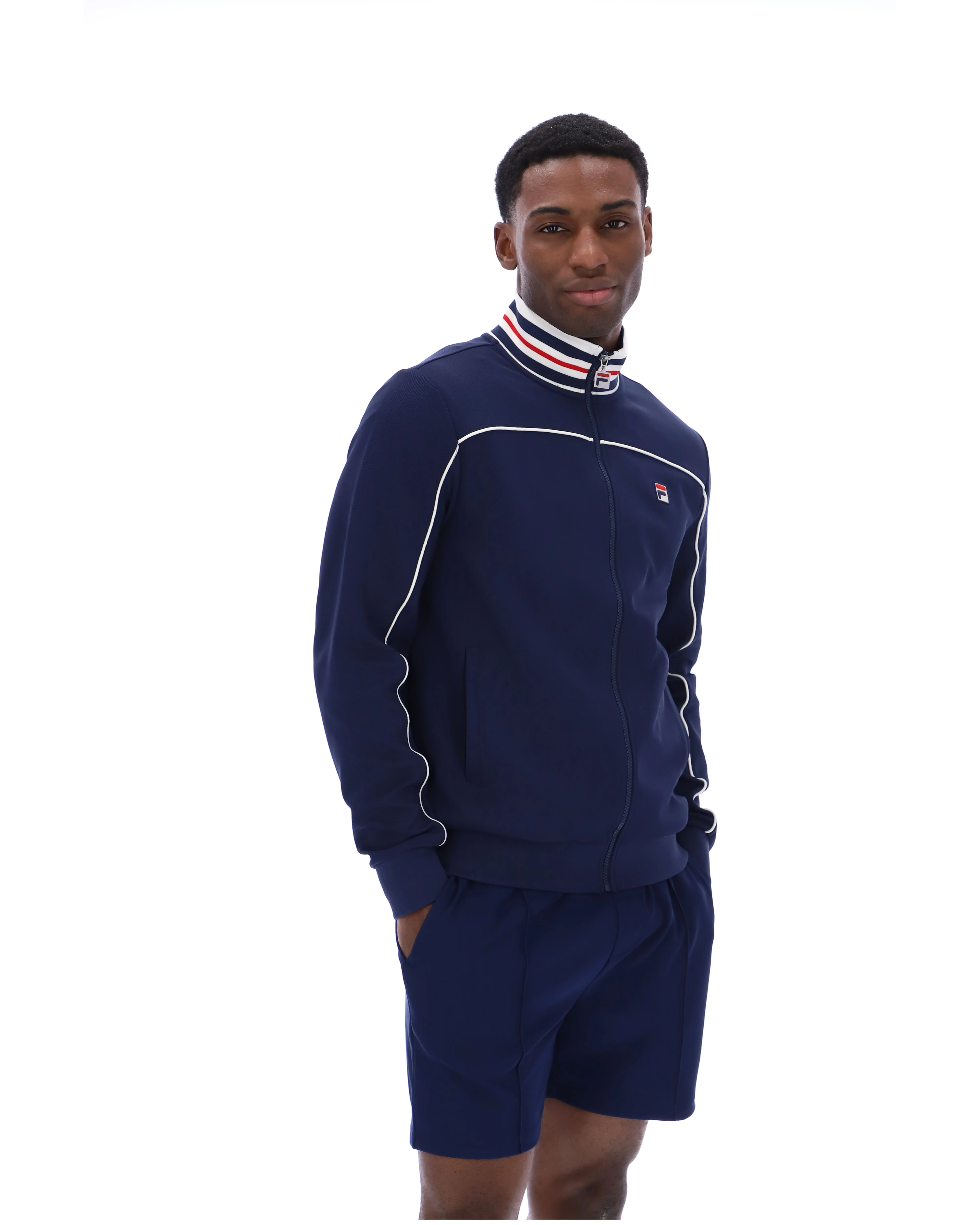 Fila Navy Federico Tipped Neck Track Top - Image 5