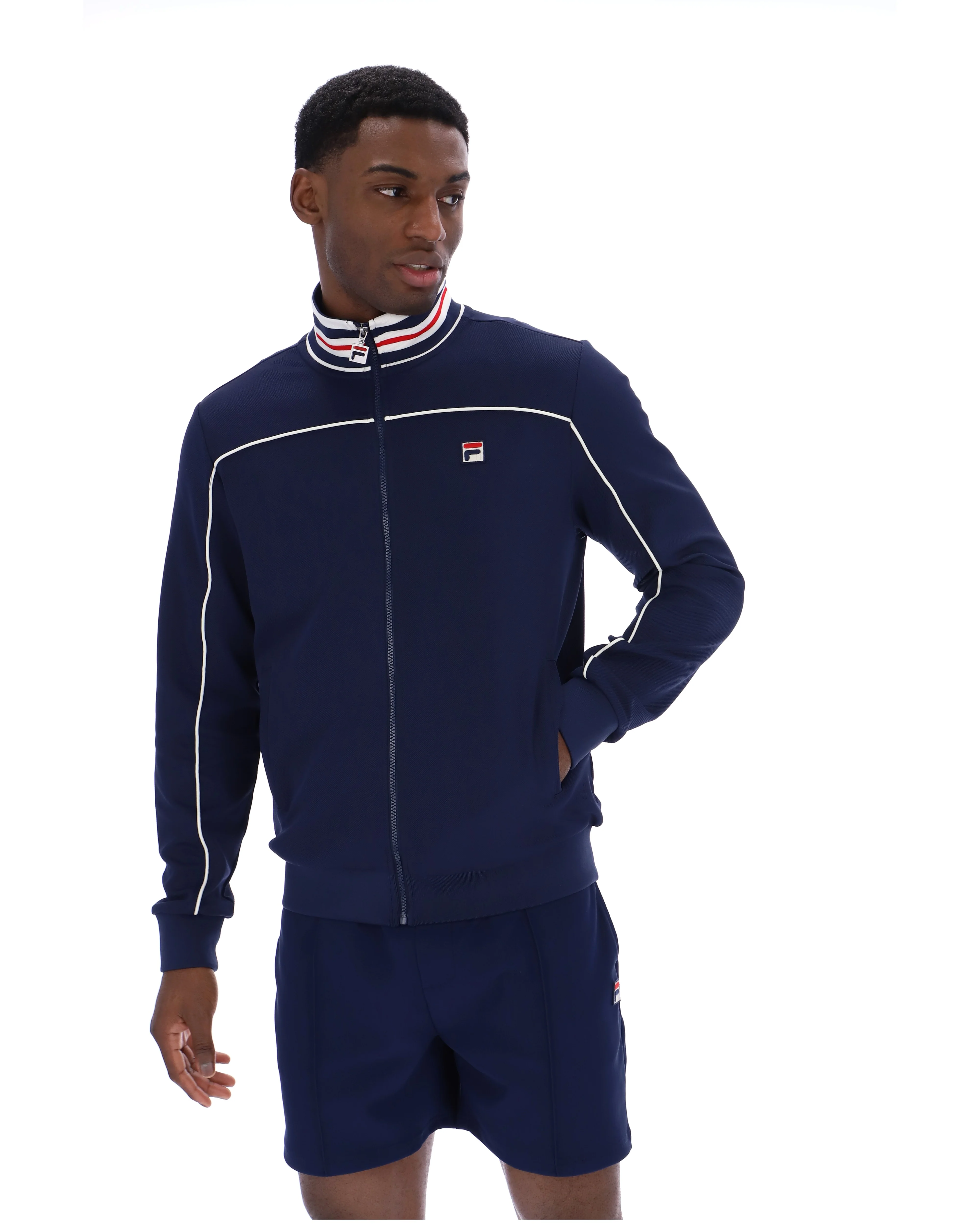 Fila Navy Federico Tipped Neck Track Top - Image 6