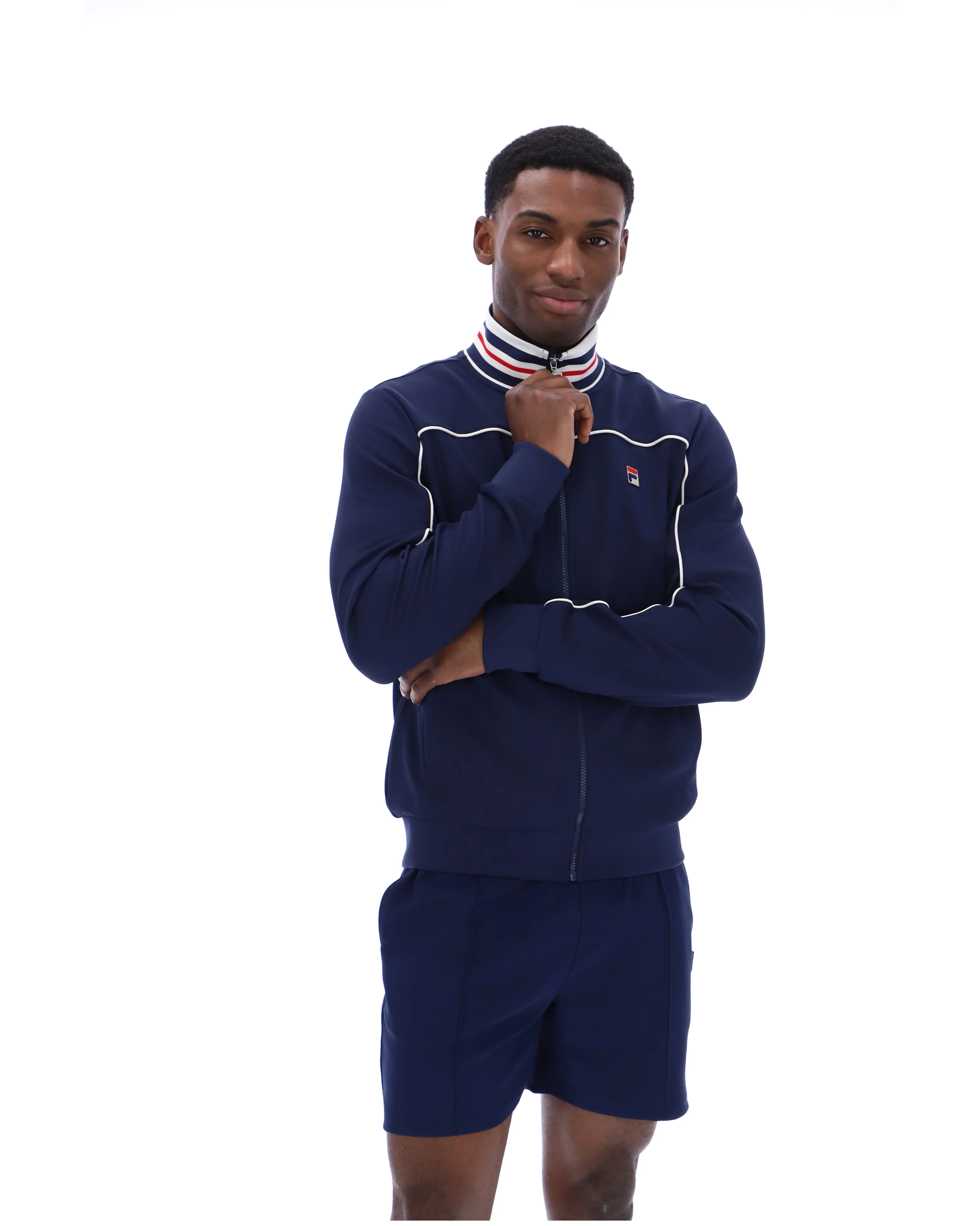 Fila Navy Federico Tipped Neck Track Top - Image 7