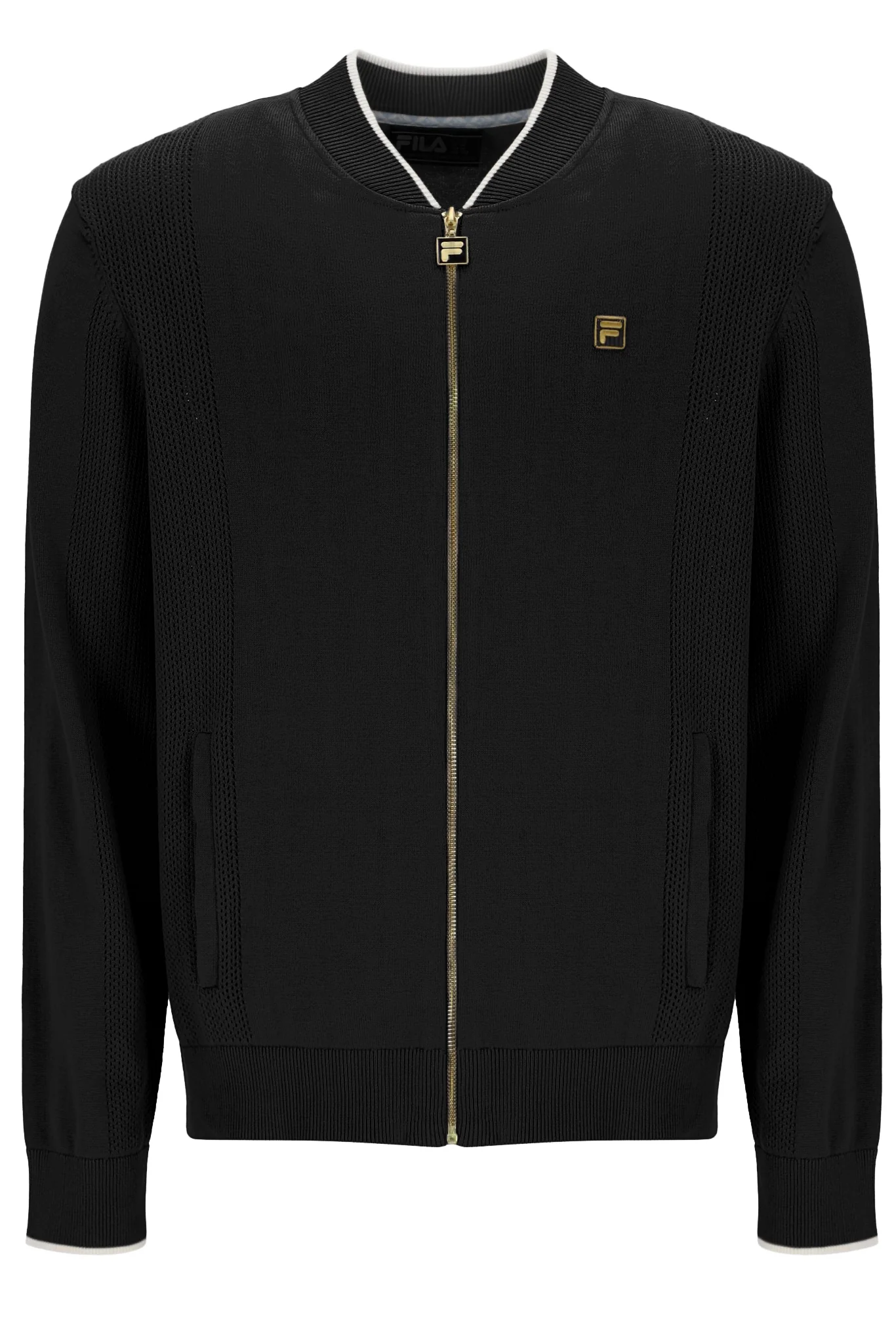 Black Ferguson Open Knit Pointelle Panel Track Top - Image 2