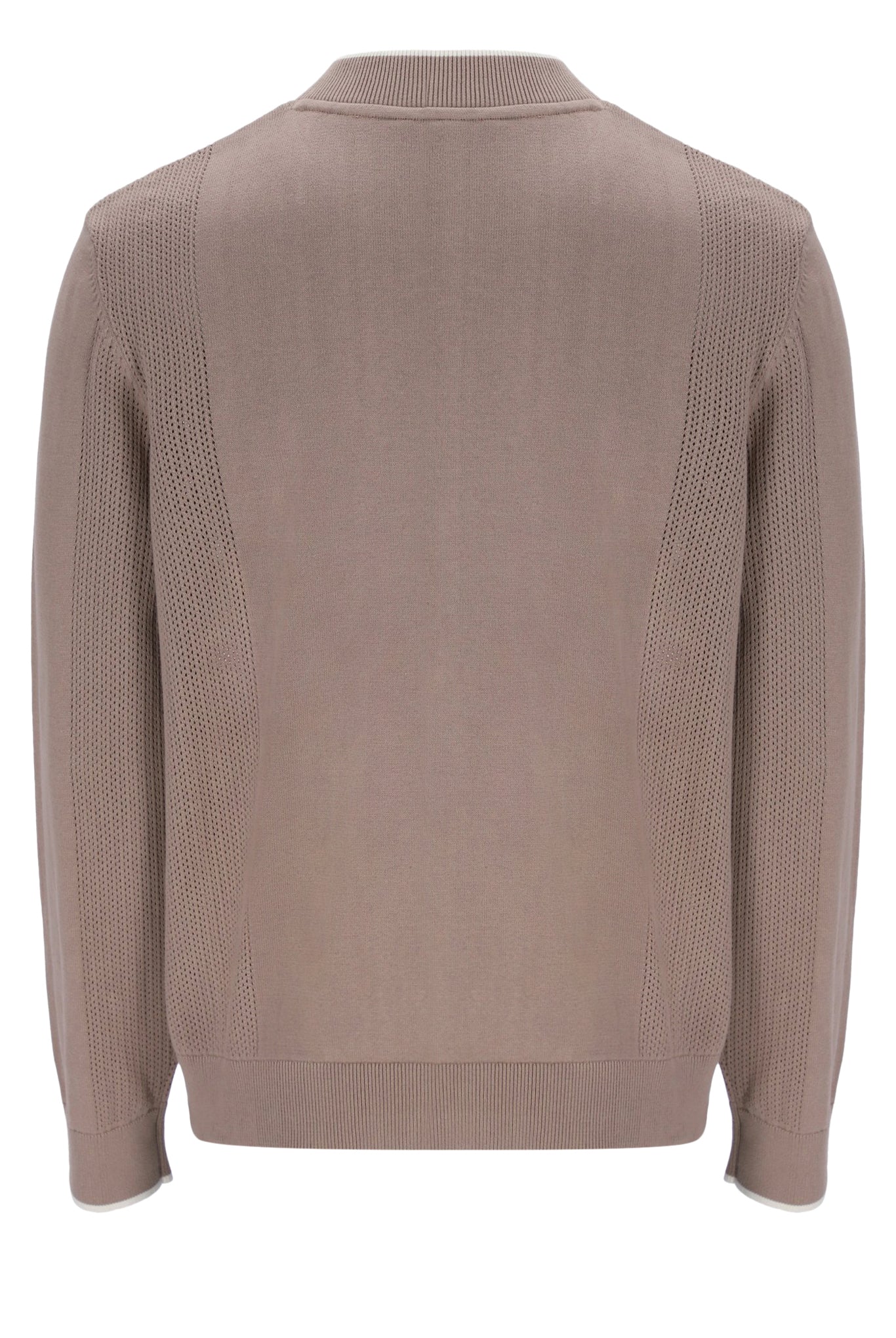 Mocha Meringue Ferguson Open Knit Pointelle Panel Track Top - Image 3