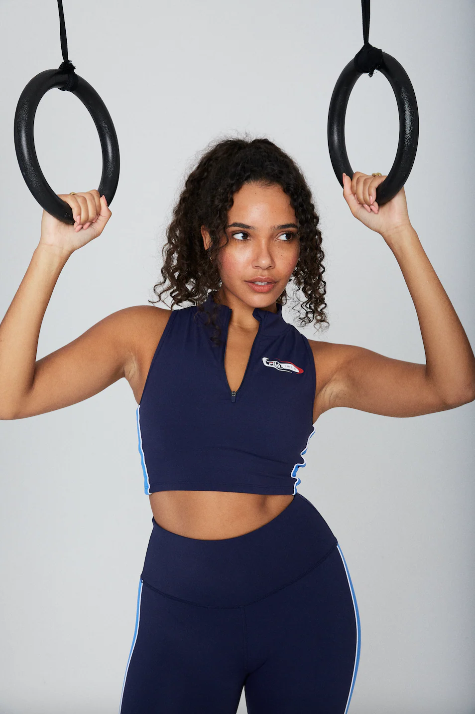 Navy FILA x TALA SKINLUXE Zip-Up Crop Top - Image 2