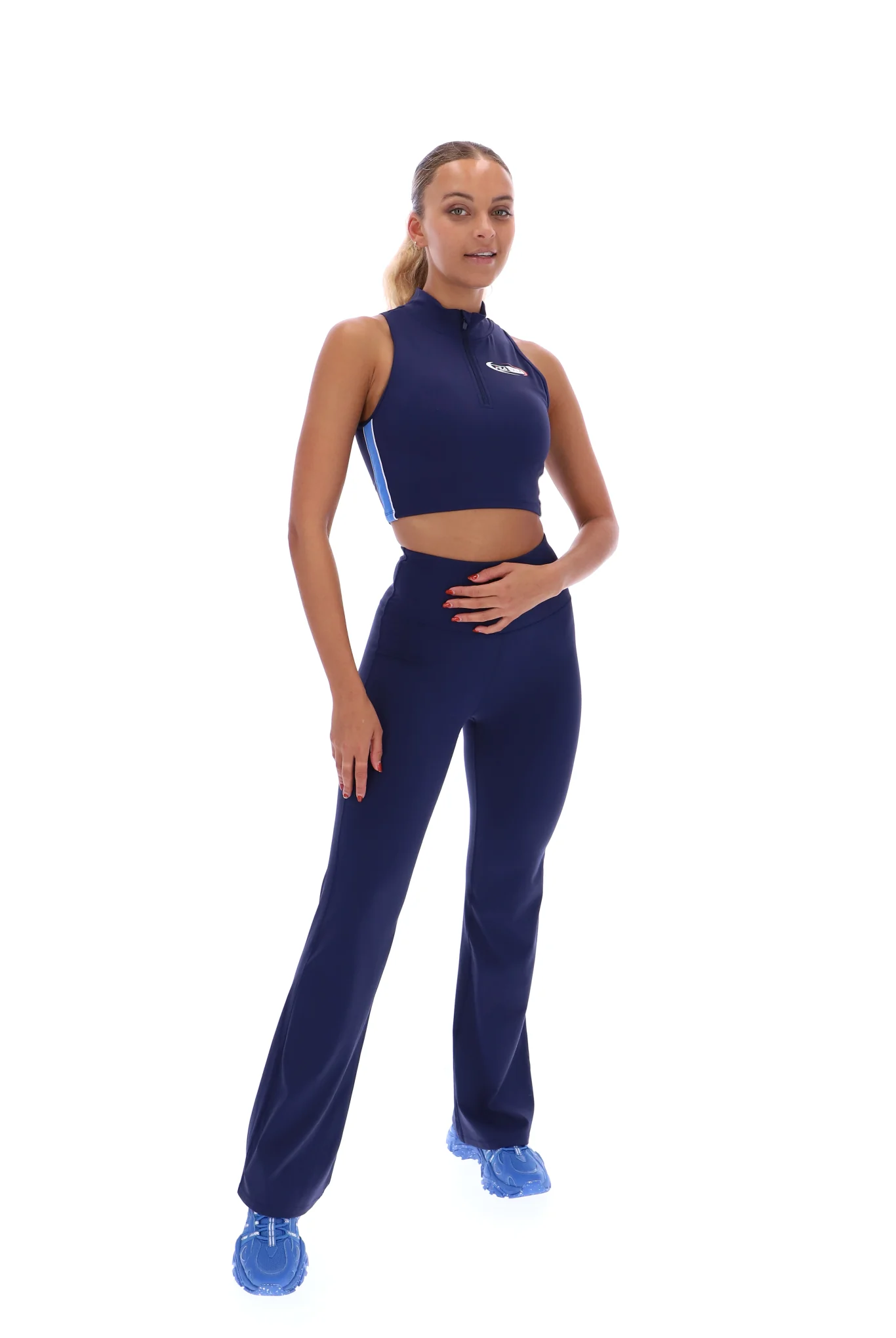 Navy FILA x TALA SKINLUXE Zip-Up Crop Top - Image 4