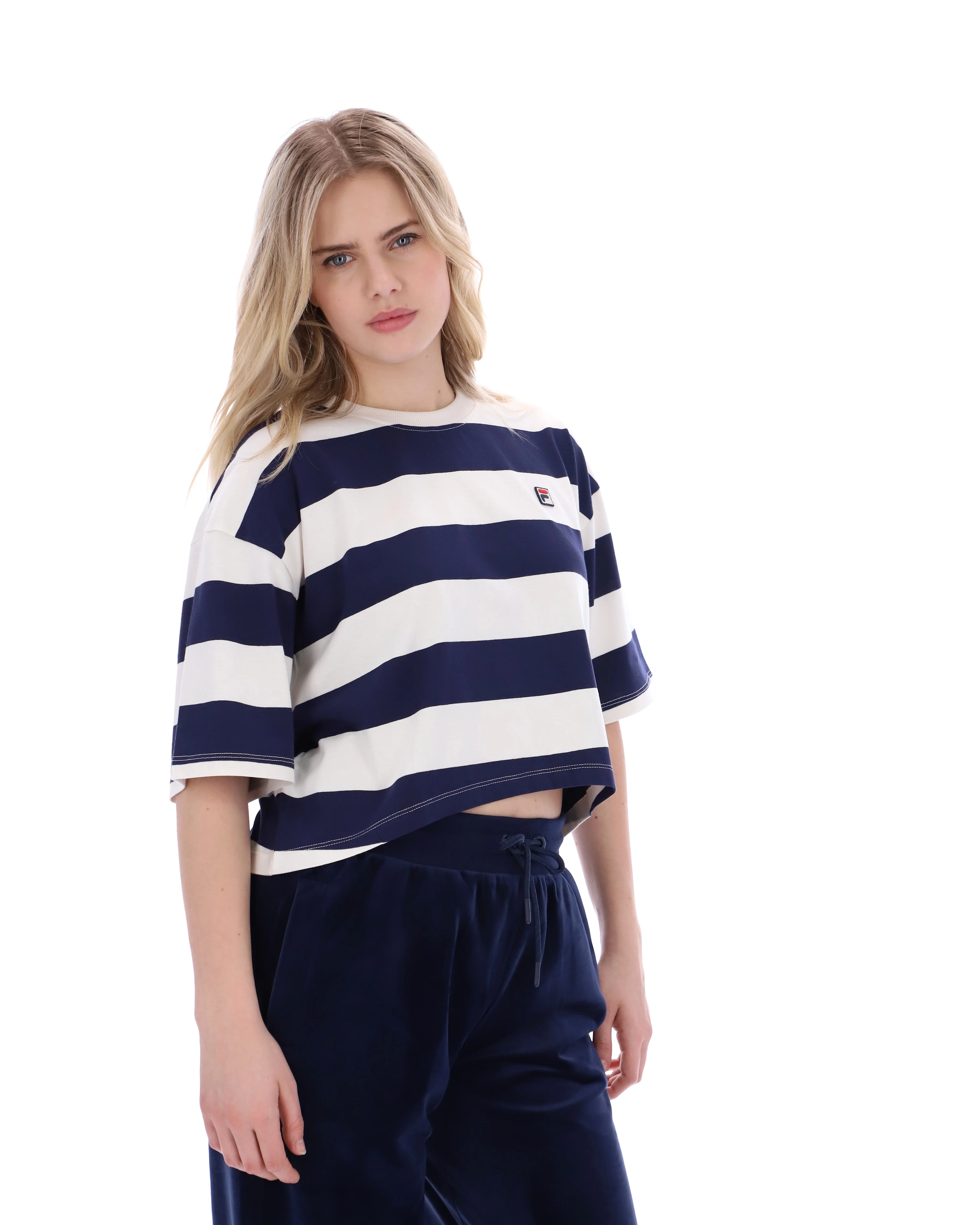 Fila Navy Genoa Boxy Cropped Tee - Image 6