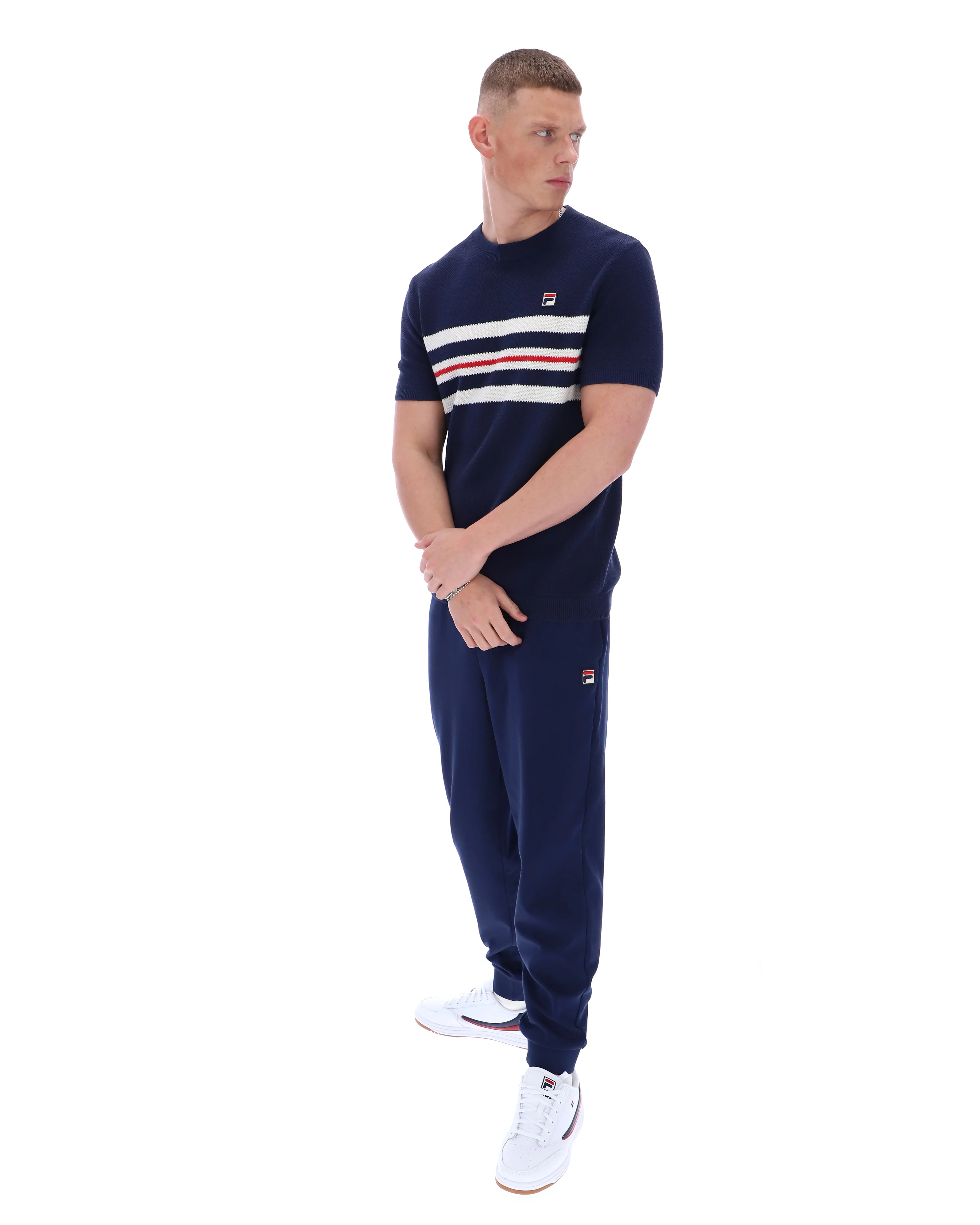 Fila Navy Gerardo Mesh Stripe Knitted Tee - Image 3