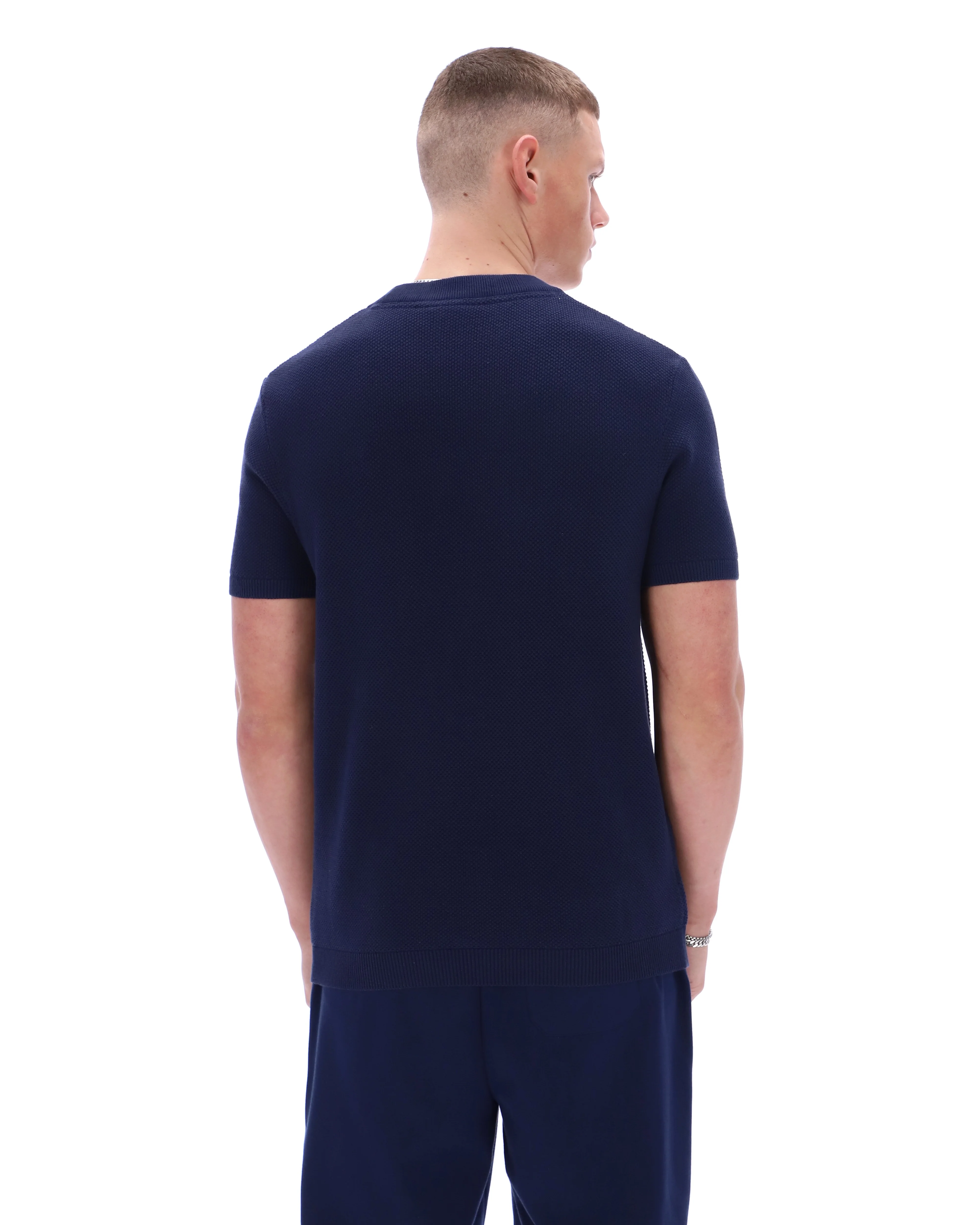 Fila Navy Gerardo Mesh Stripe Knitted Tee - Image 8