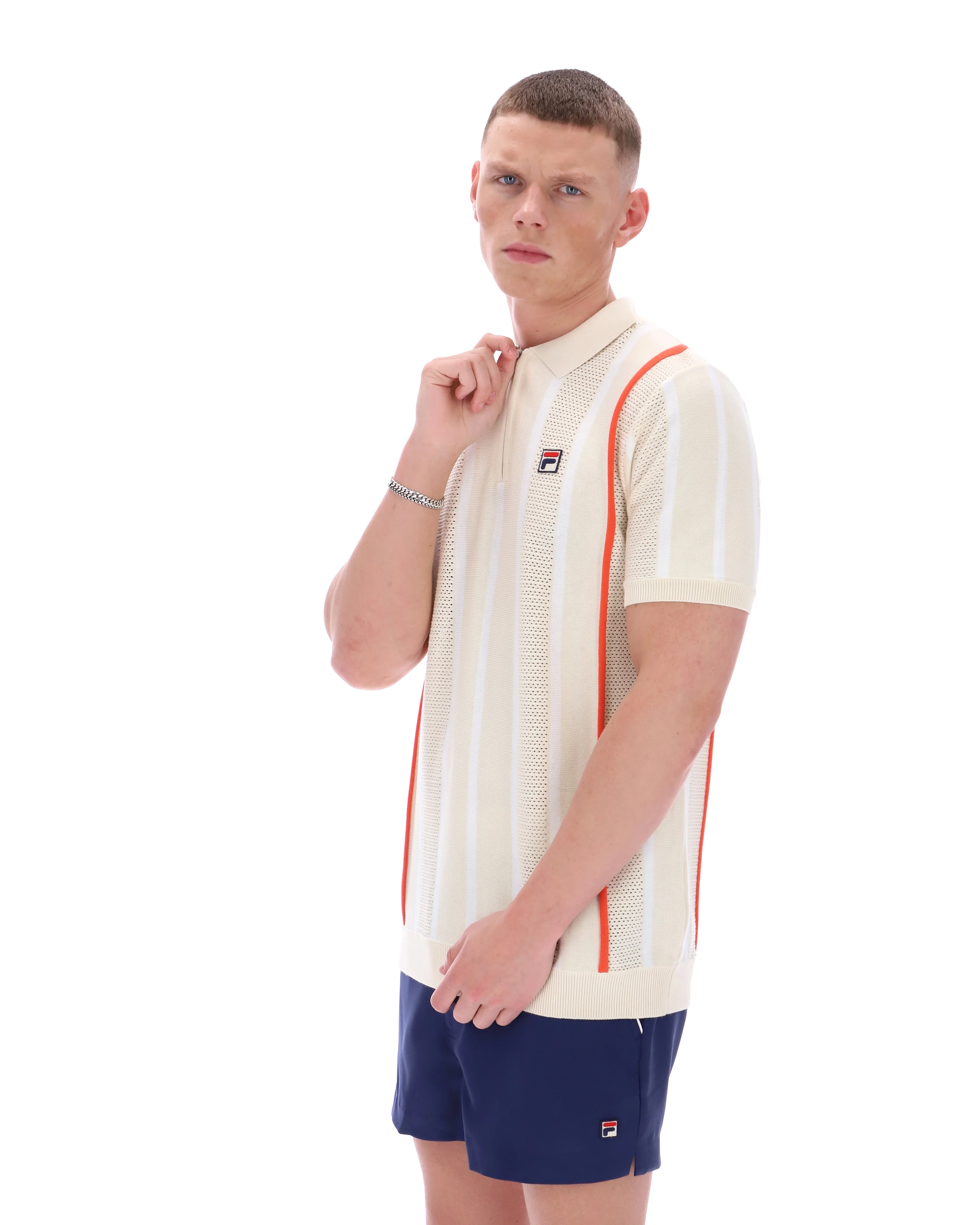 Tapioca Giorgio Crochet Patchwork Knitted Polo - Image 3