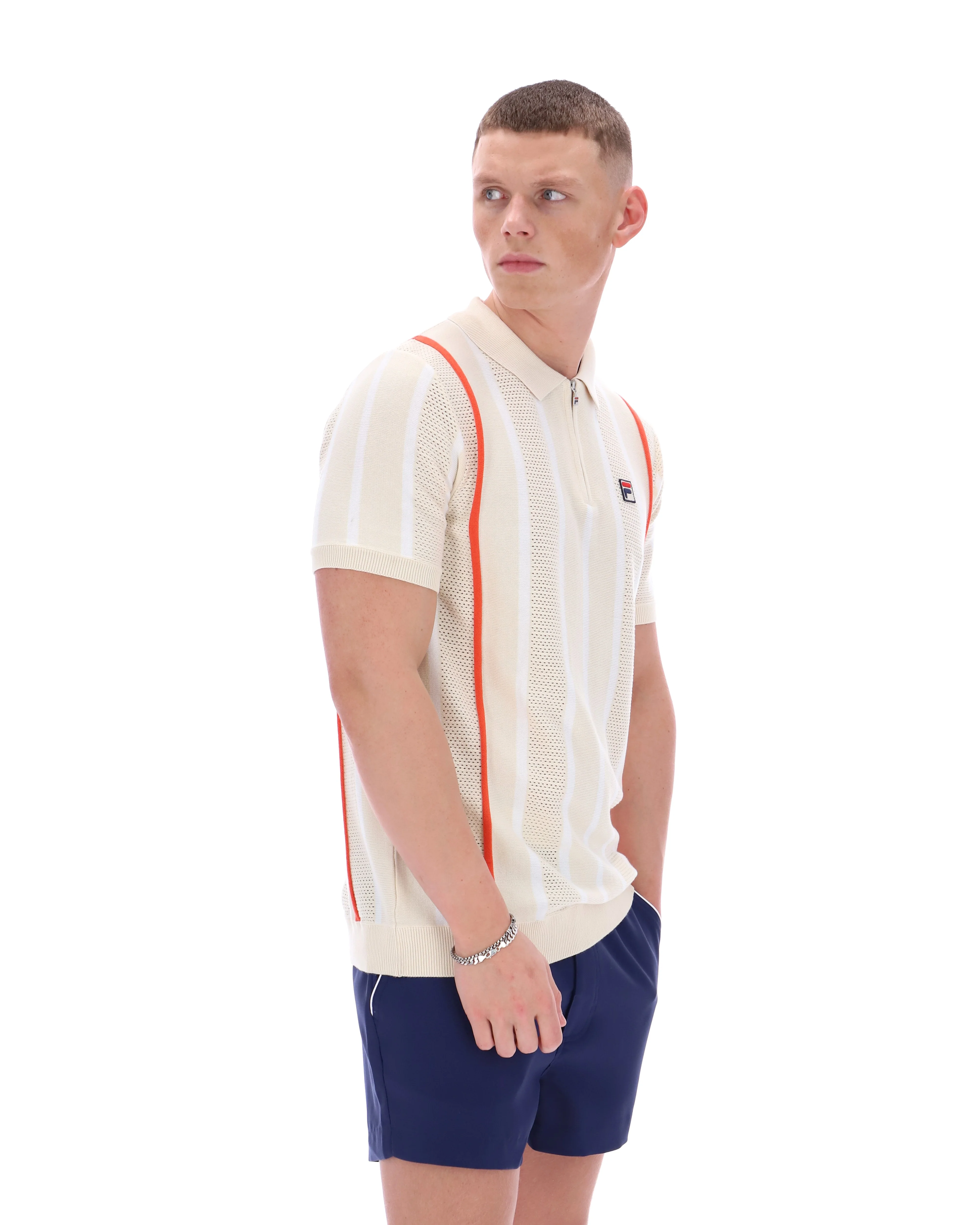 Tapioca Giorgio Crochet Patchwork Knitted Polo - Image 5