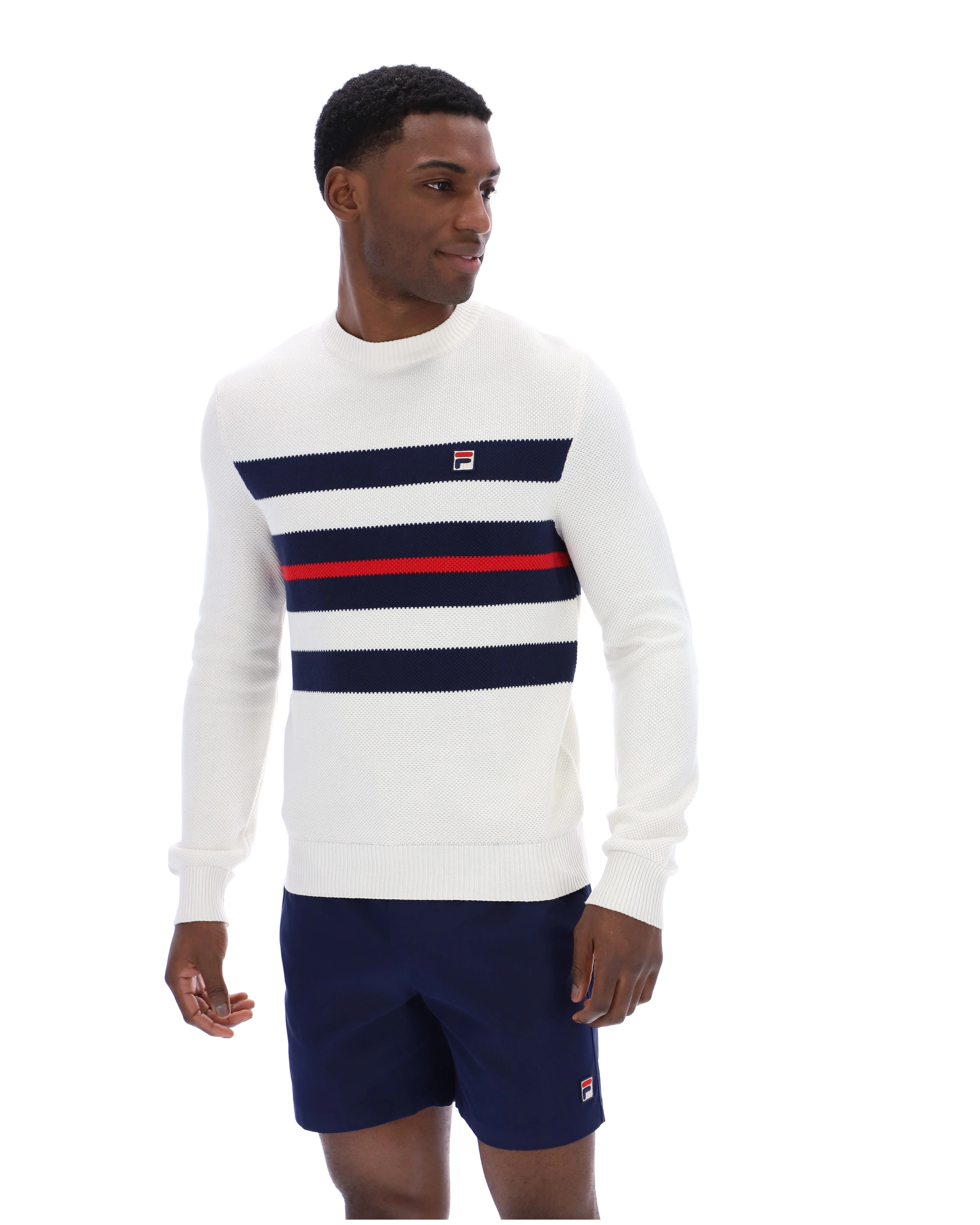 Gardenia Giuseppe Mesh Stripe Knitted Crew Neck - Image 3