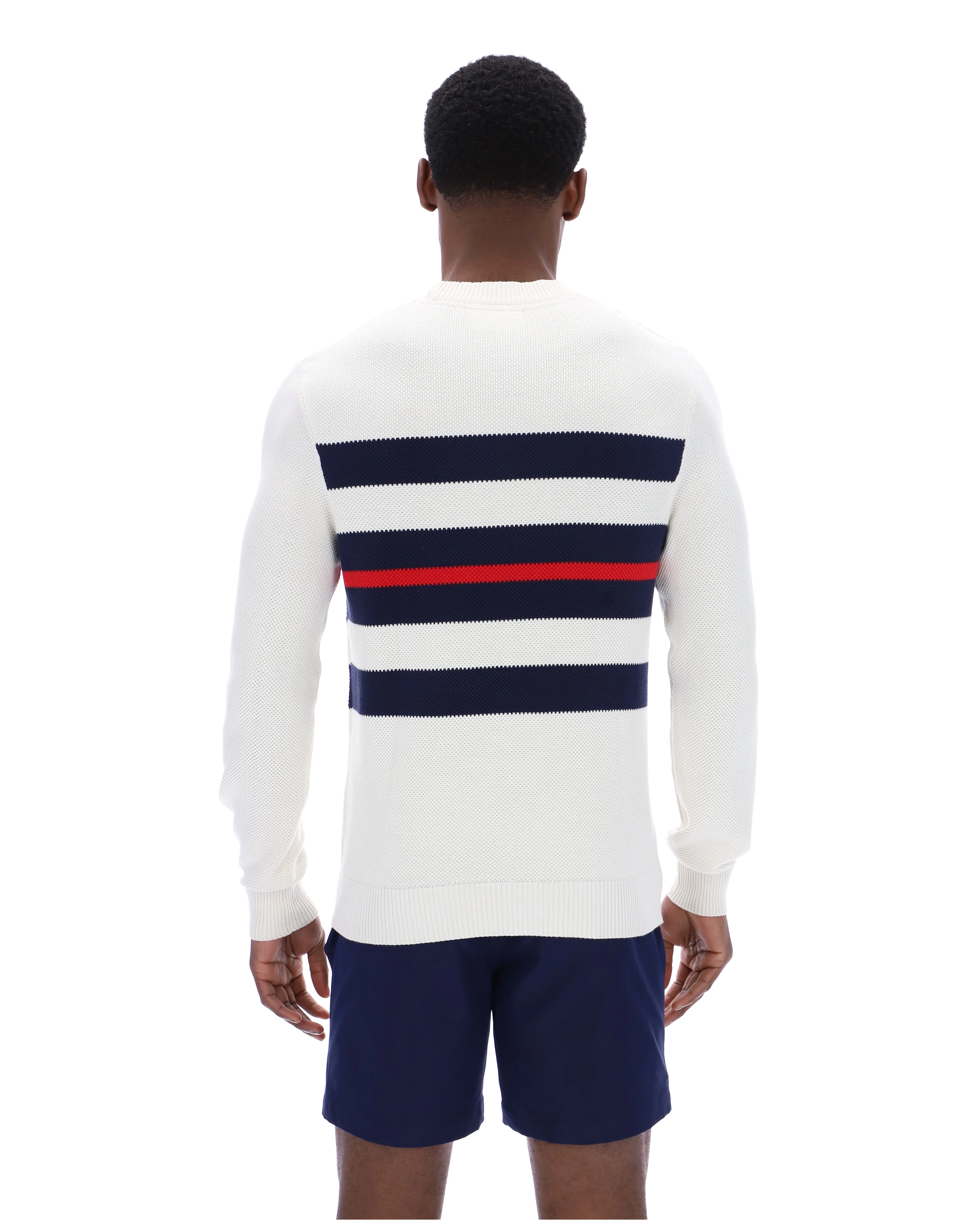 Gardenia Giuseppe Mesh Stripe Knitted Crew Neck - Image 8