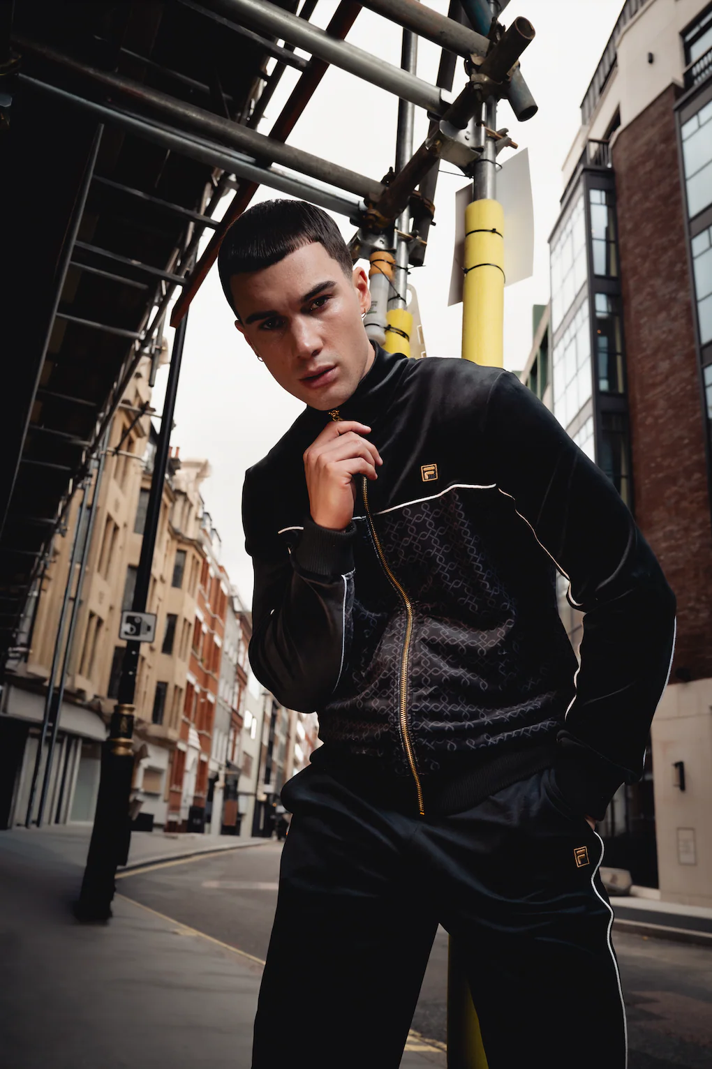 Black Higgans Full Zip Velour Jacket - Image 2