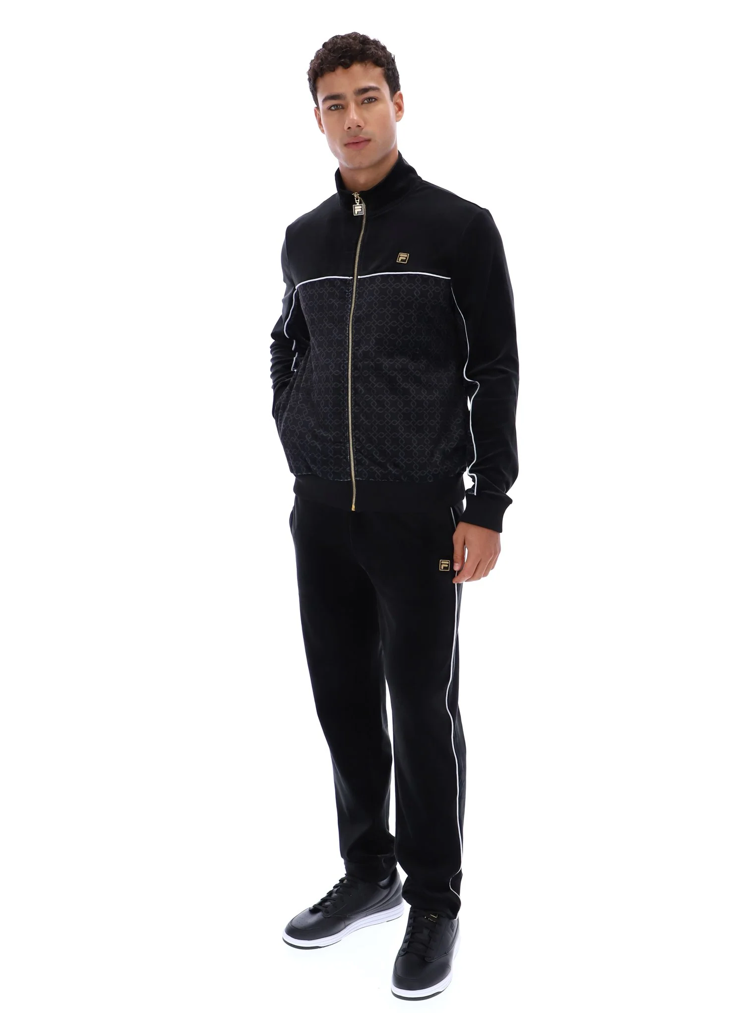 Black Higgans Full Zip Velour Jacket - Image 5