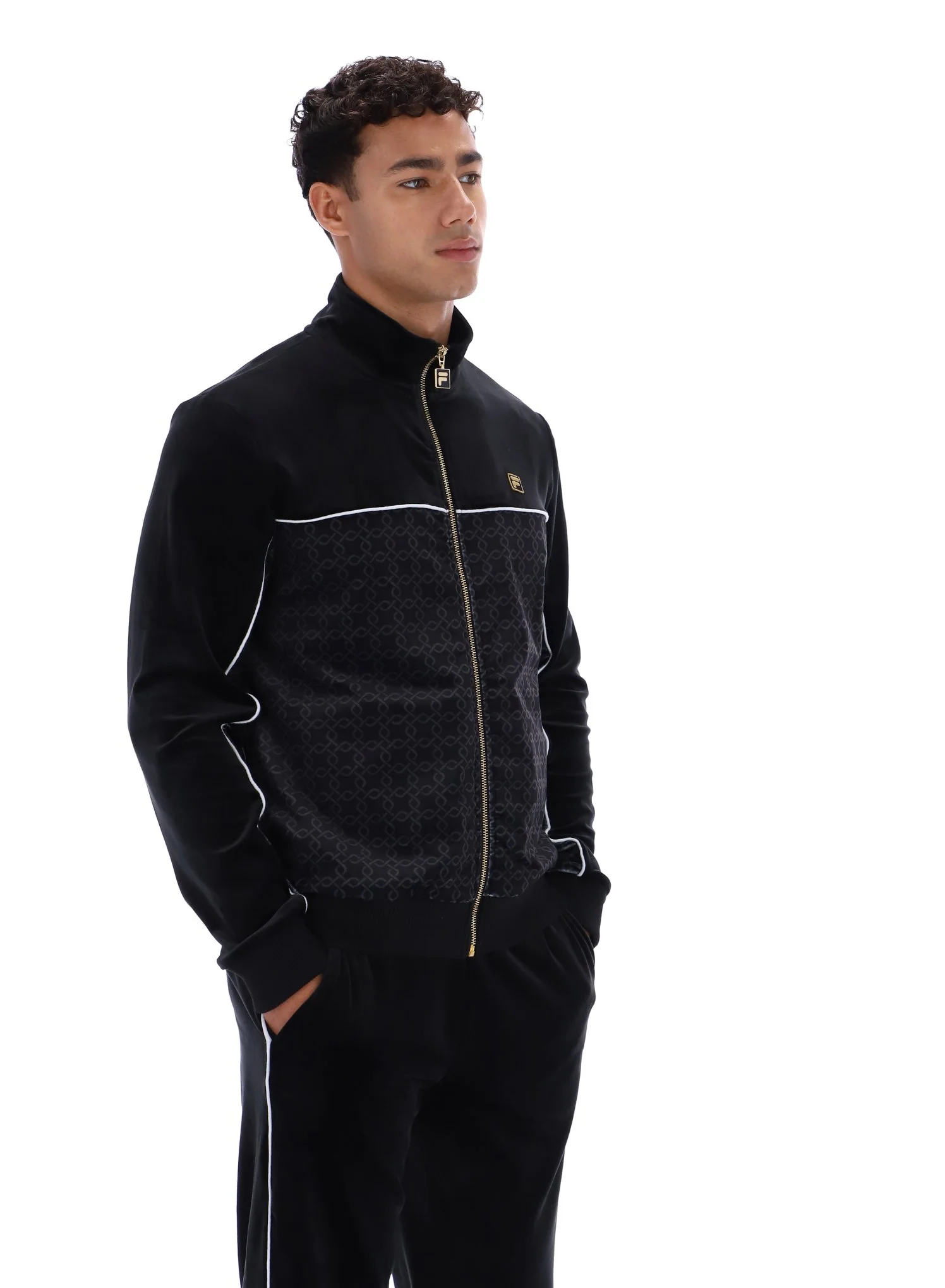 Black Higgans Full Zip Velour Jacket - Image 7