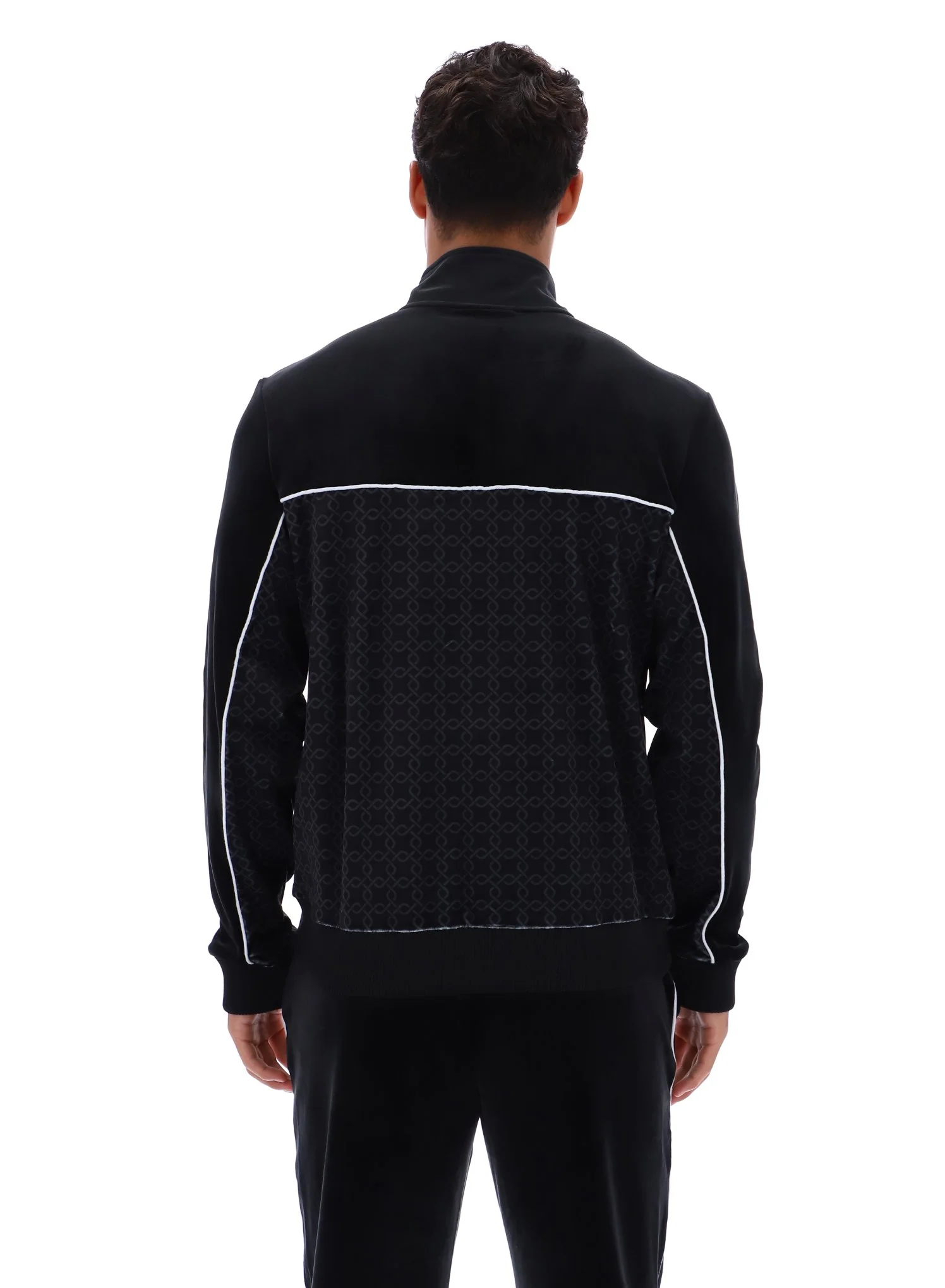 Black Higgans Full Zip Velour Jacket - Image 8