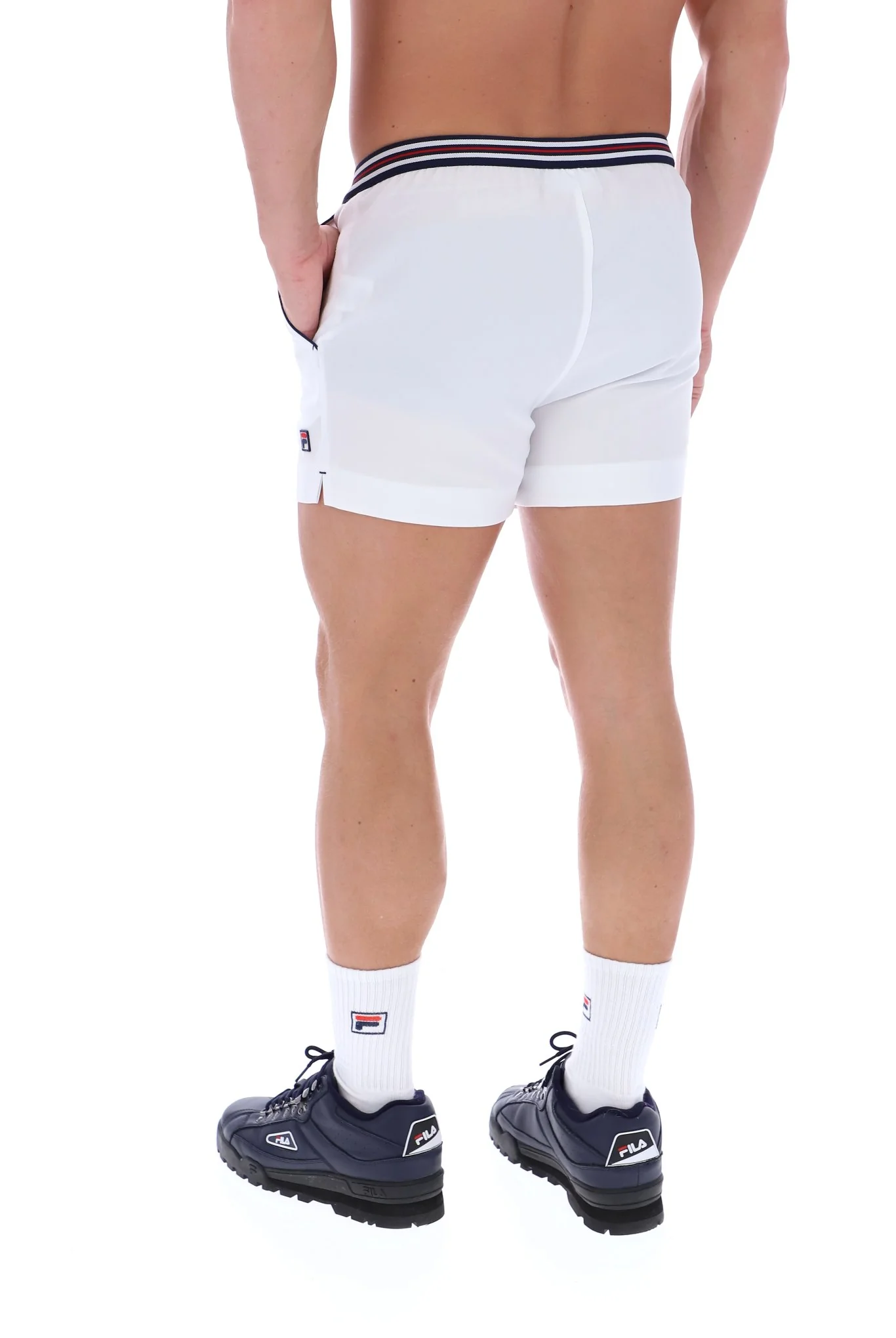 White High Tide Terry Pocket Stripe Shorts - Image 4