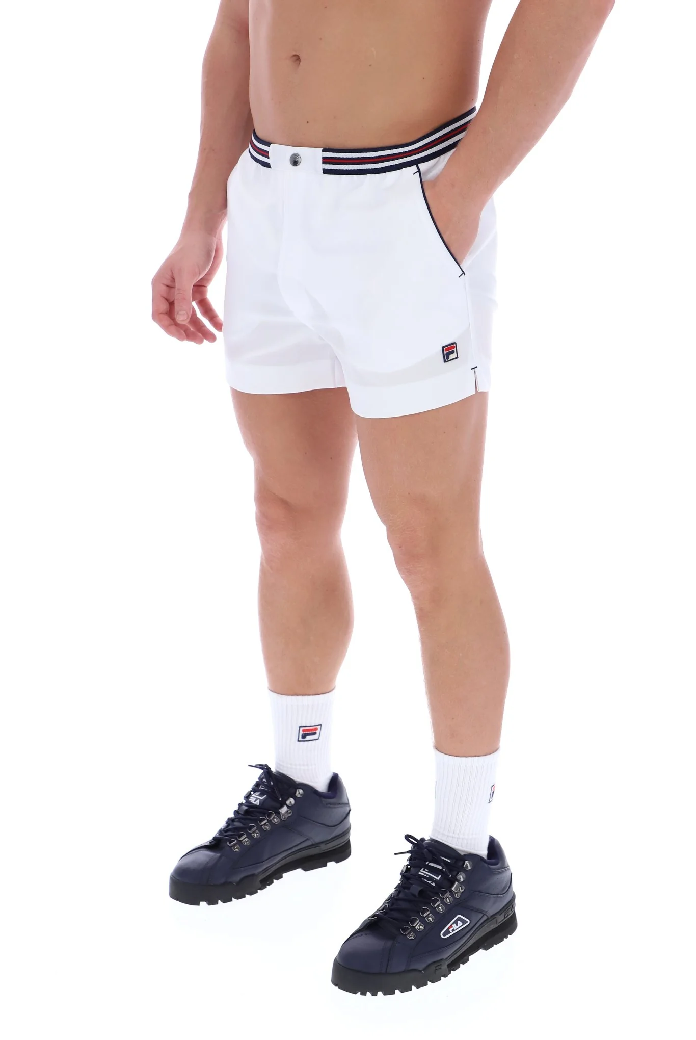 White High Tide Terry Pocket Stripe Shorts - Image 5