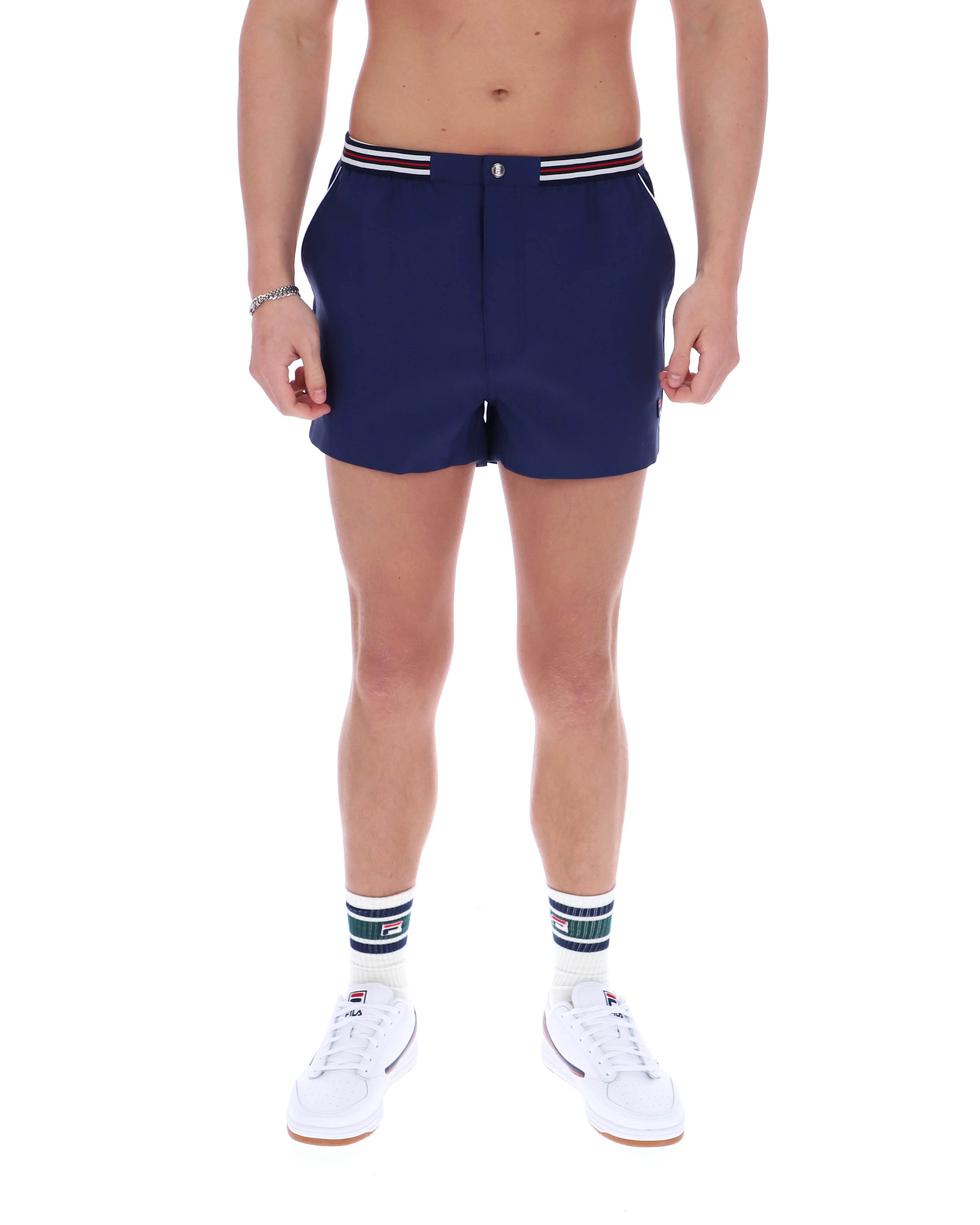 Fila Navy High Tide Terry Pocket Stripe Shorts - Image 4