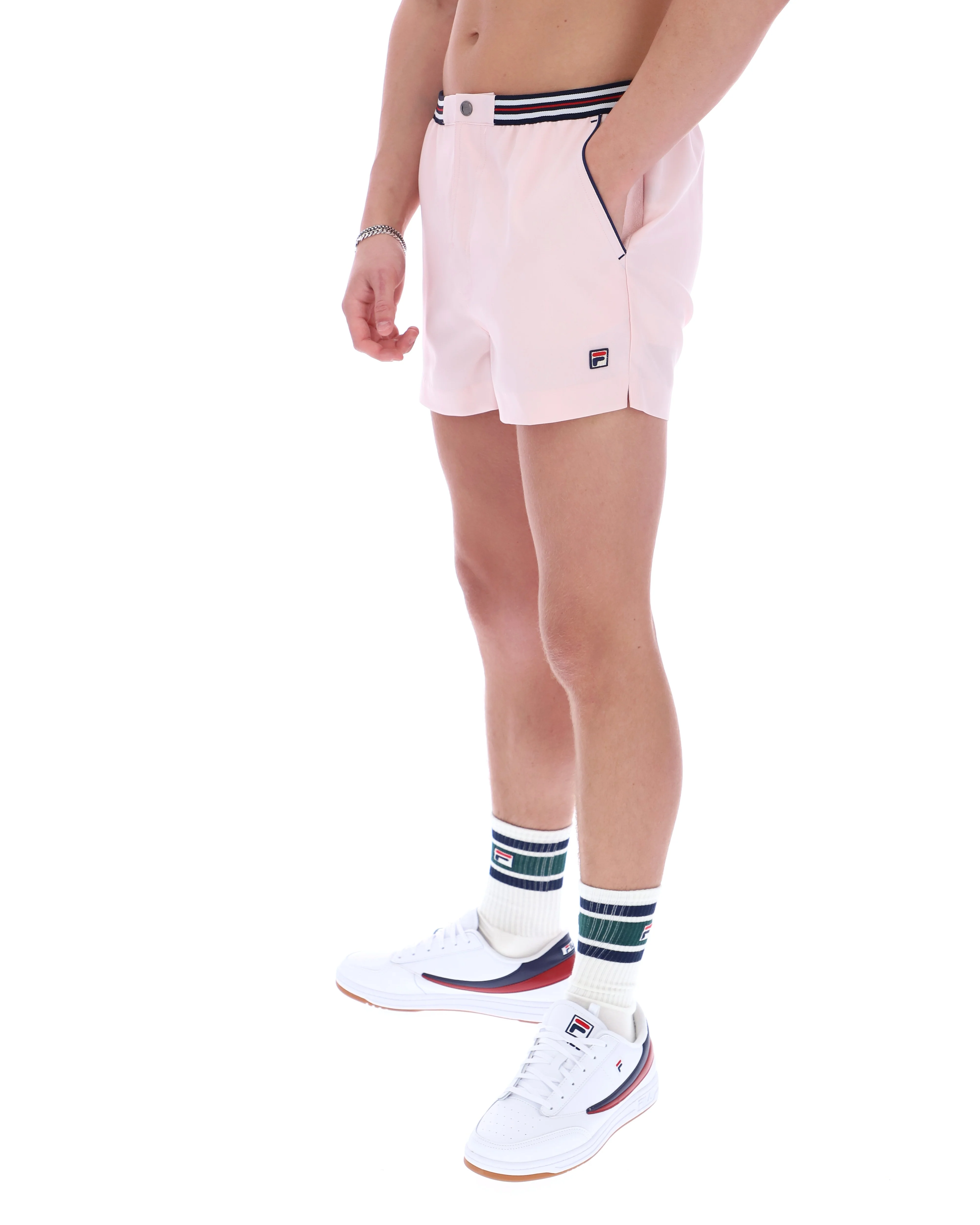 Pale Pink High Tide Terry Pocket Stripe Shorts - Image 3
