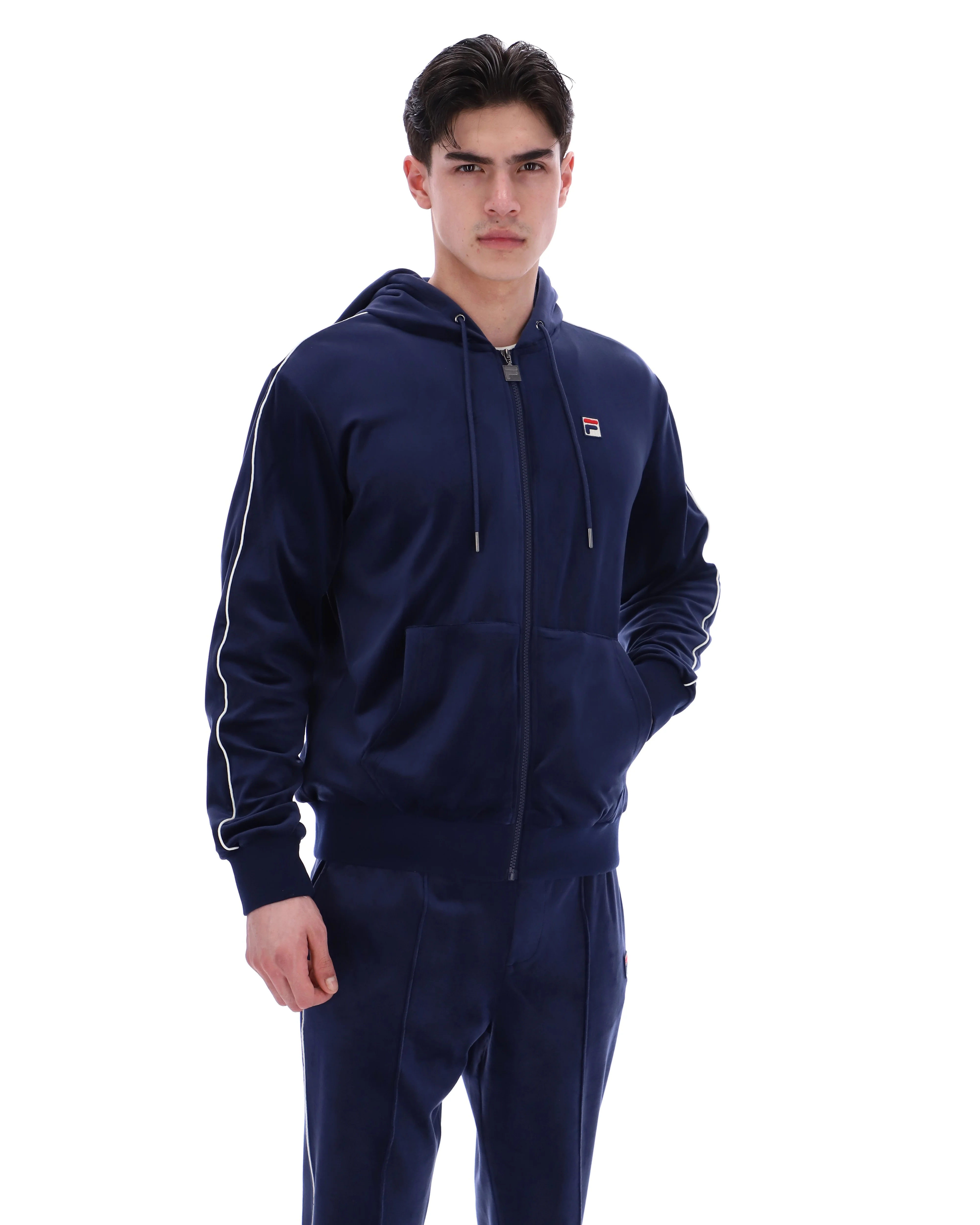 Fila Navy Italo Velour Hoodie - Image 5