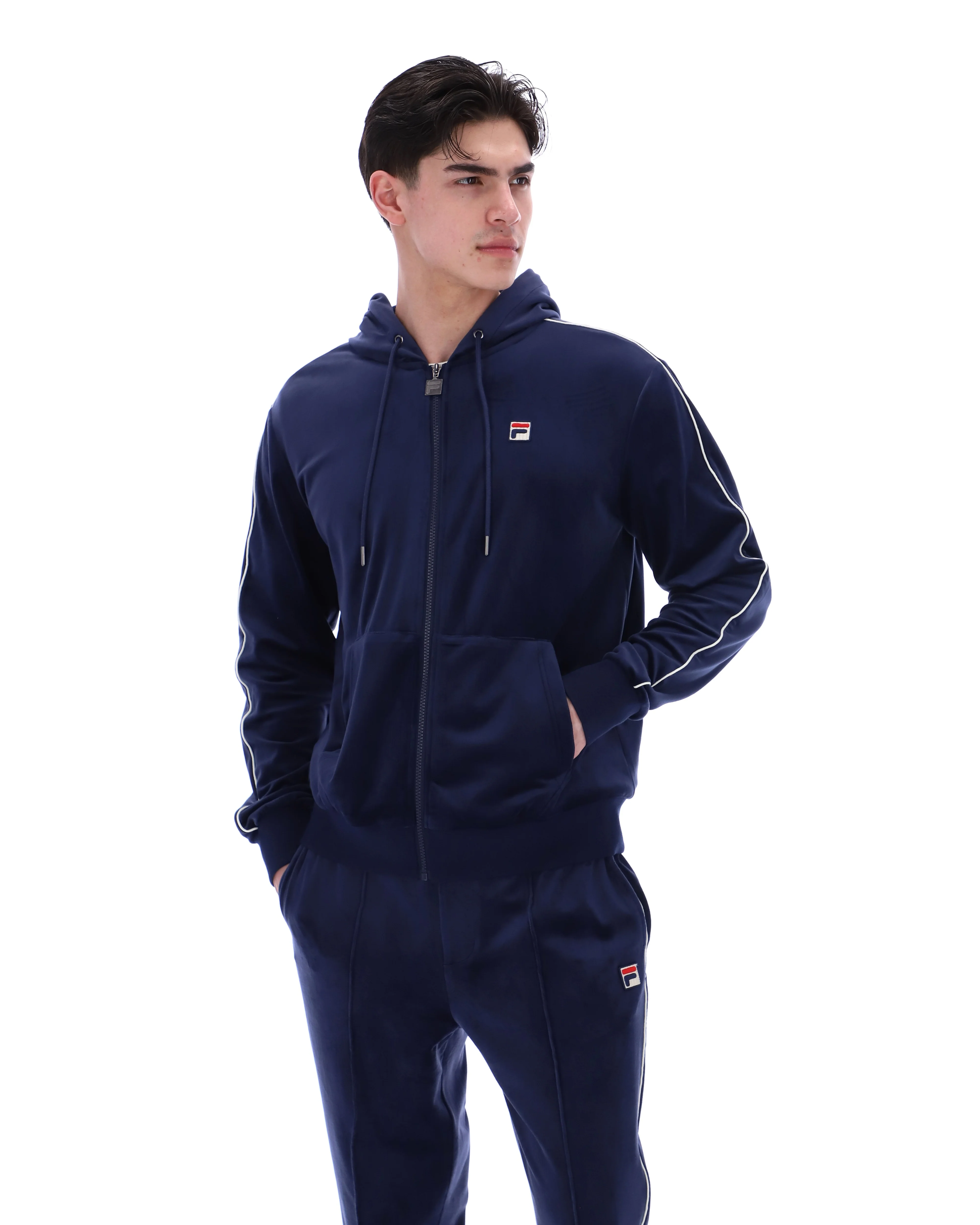 Fila Navy Italo Velour Hoodie - Image 6
