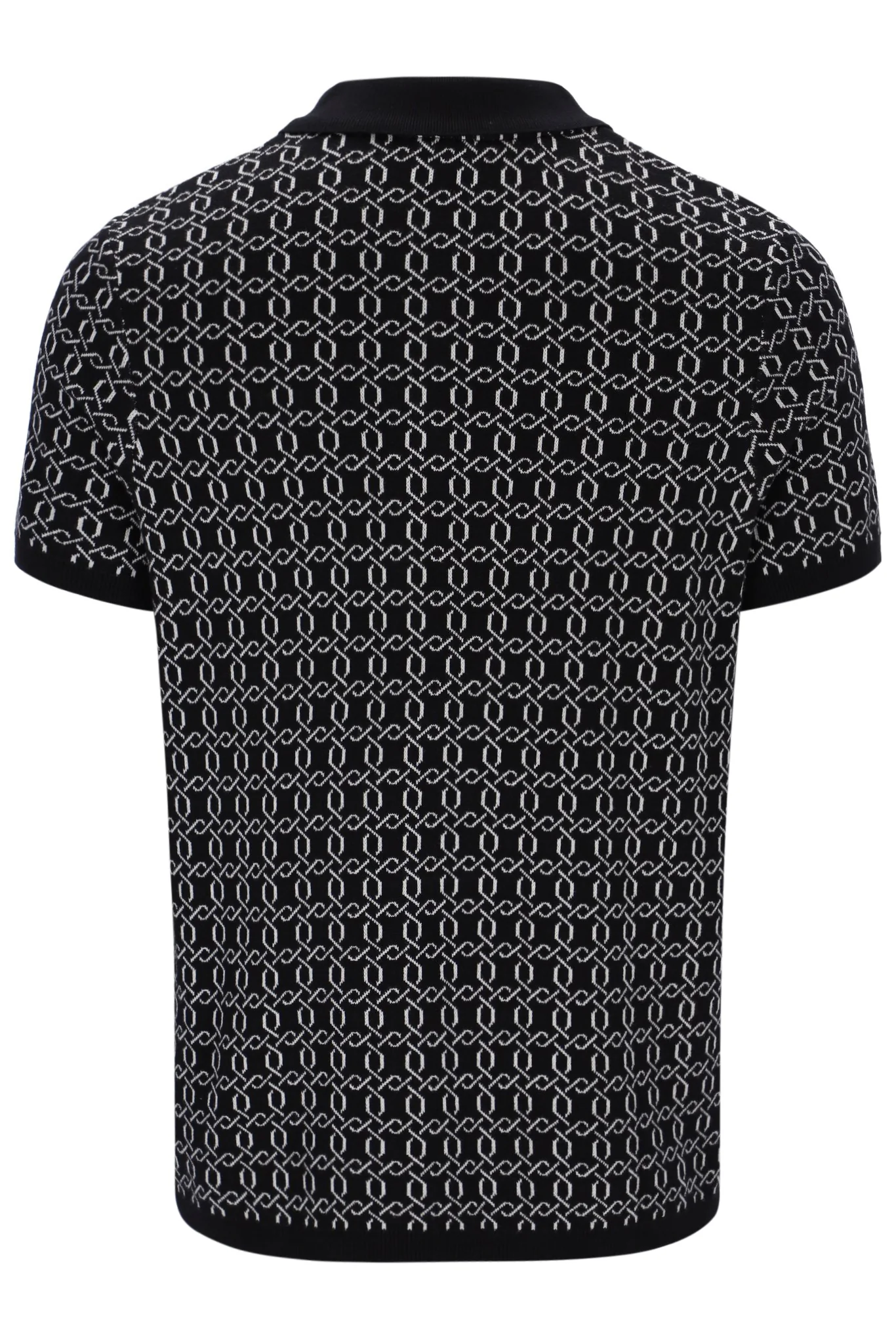 Black Jackson Jacquard Knit Zip Polo Shirt - Image 10