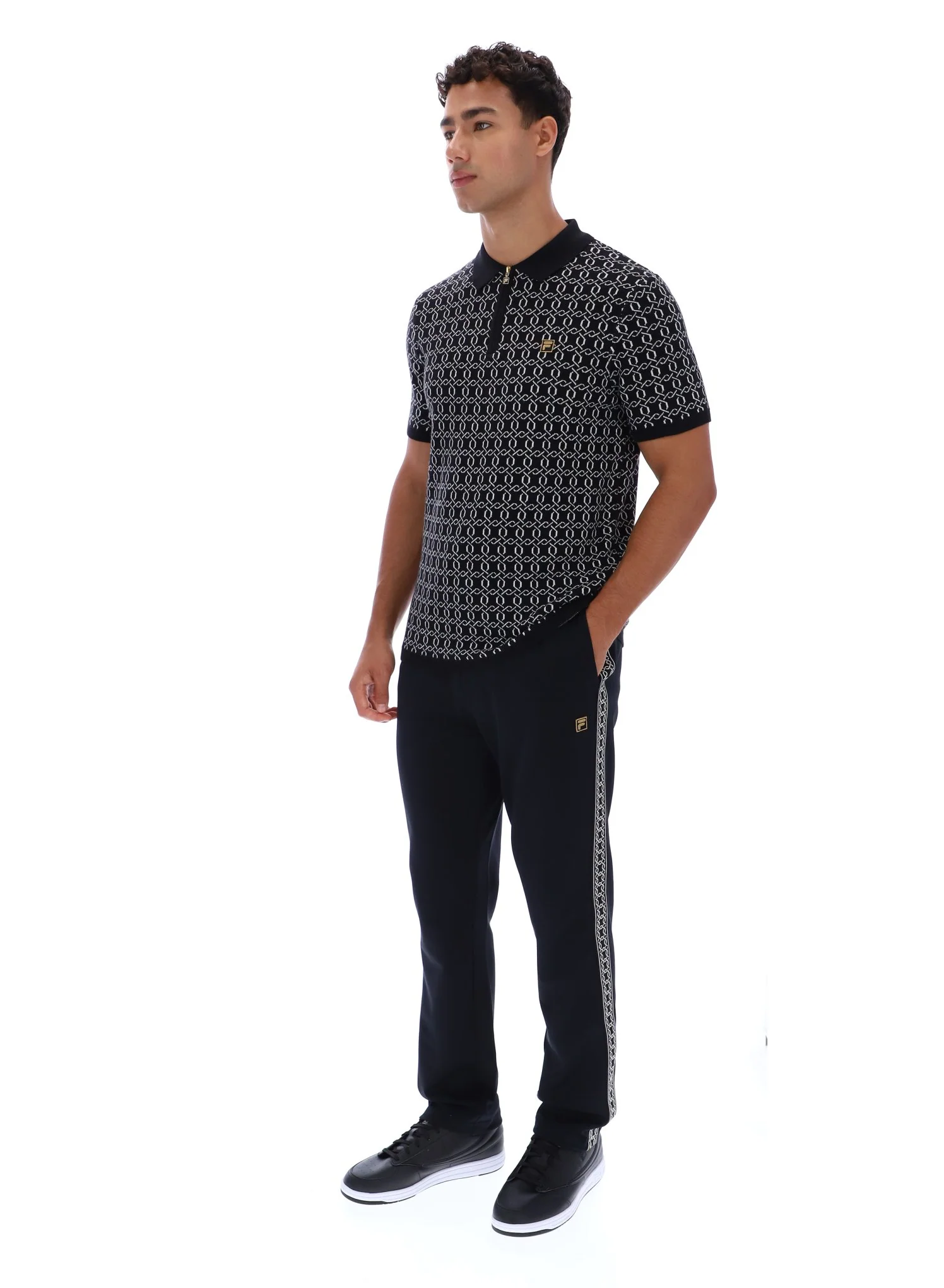 Black Jackson Jacquard Knit Zip Polo Shirt - Image 5