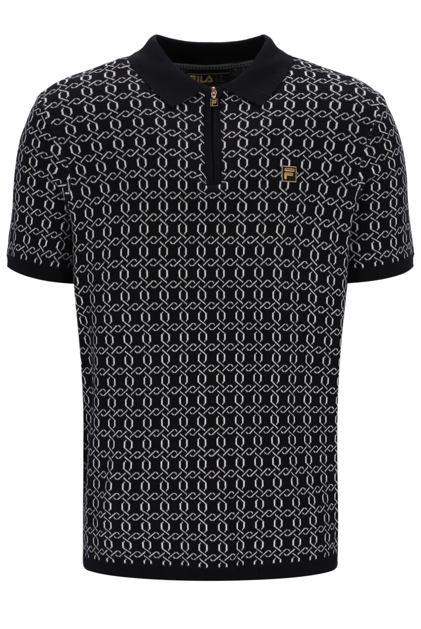 Black Jackson Jacquard Knit Zip Polo Shirt - Image 9