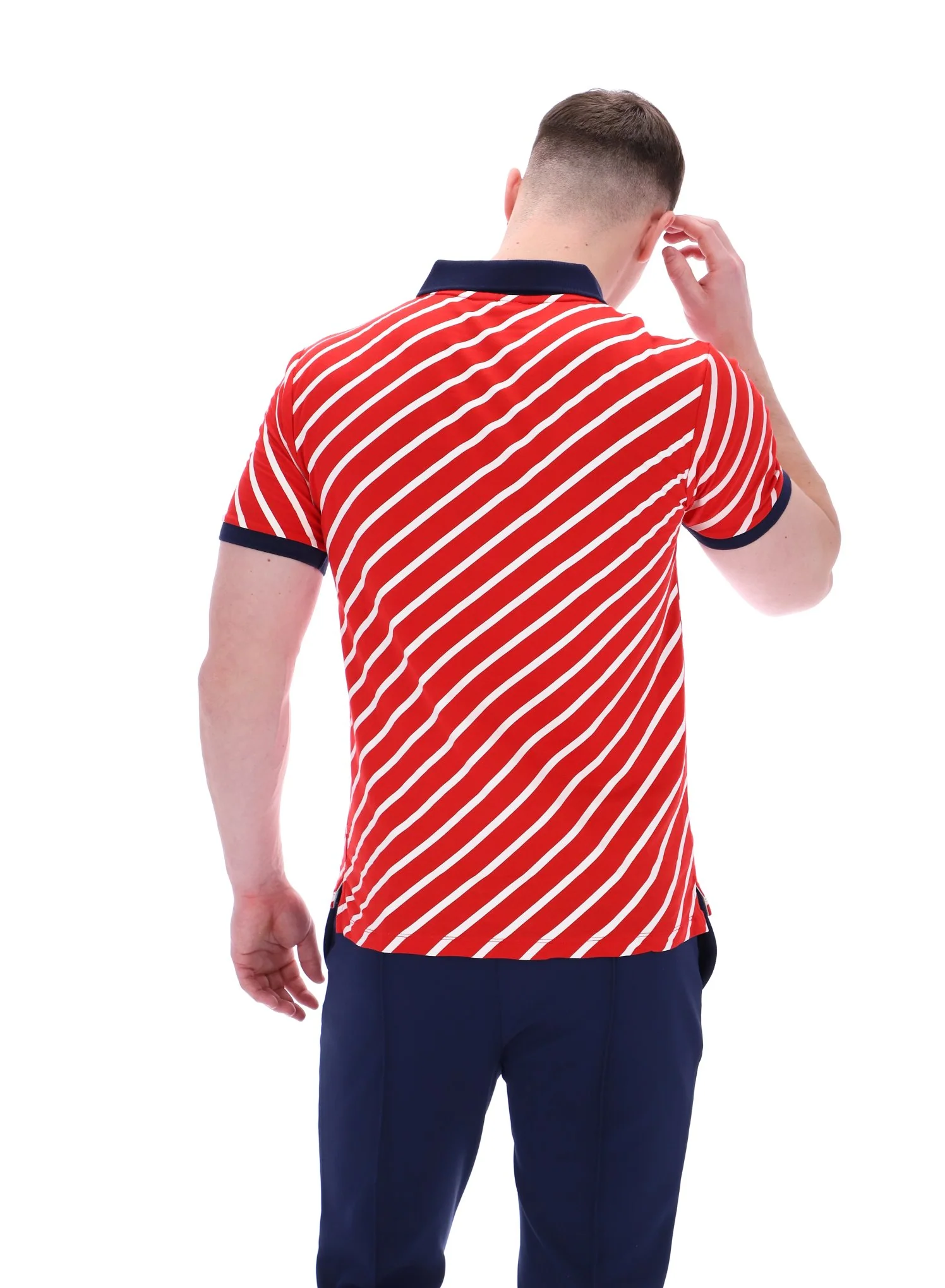 Fila Red Jaye Diagonal Stripe Polo - Image 6