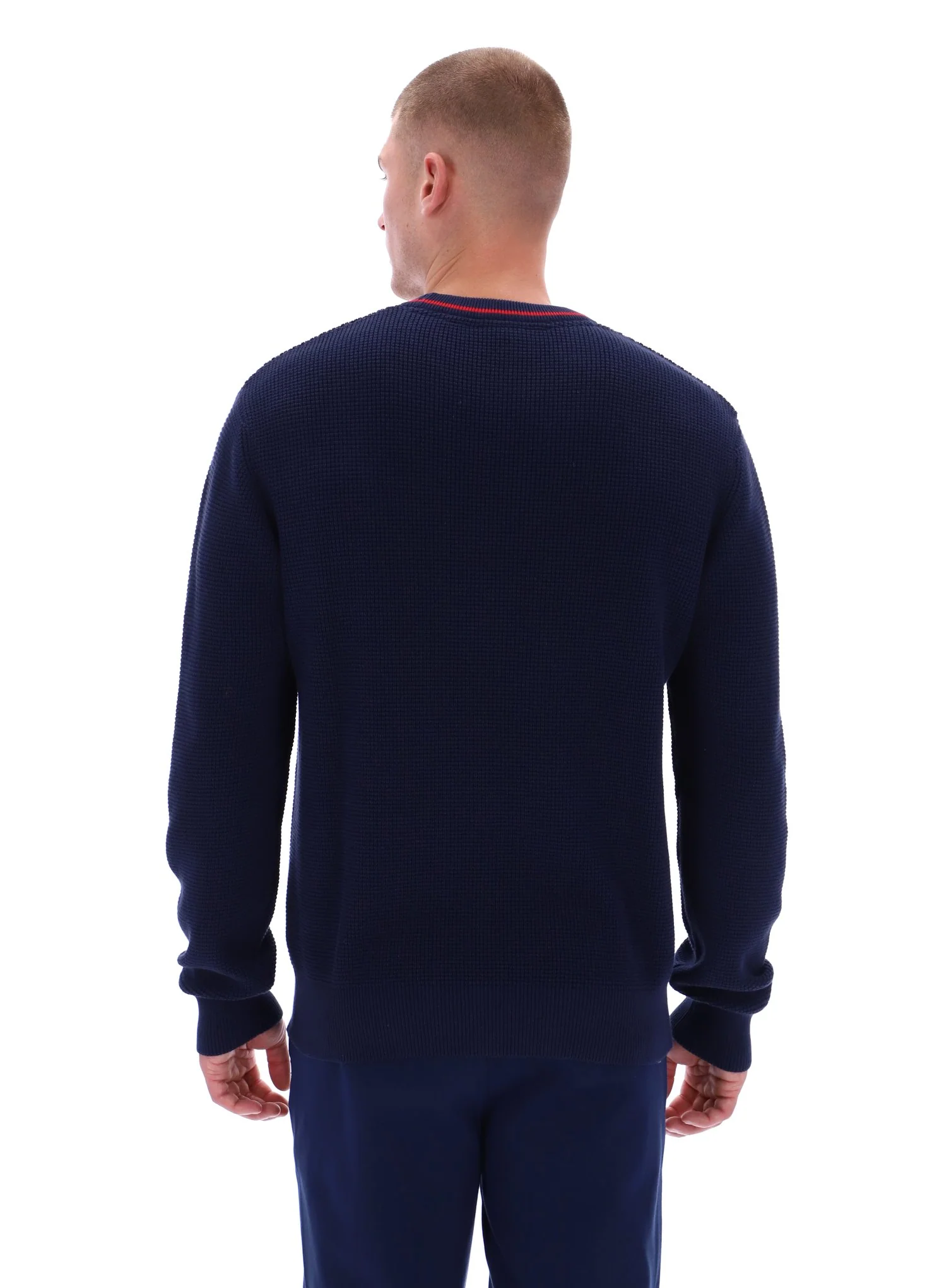 Fila Navy Kallum Waffle Textured Crew Neck Jumper - Image 5