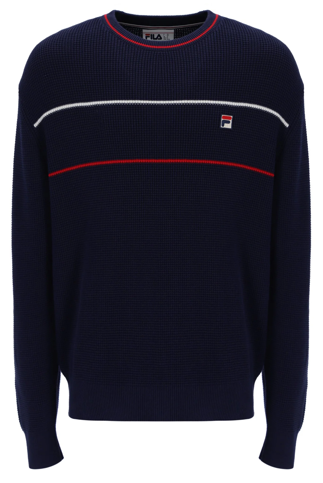 Fila Navy Kallum Waffle Textured Crew Neck Jumper - Image 6