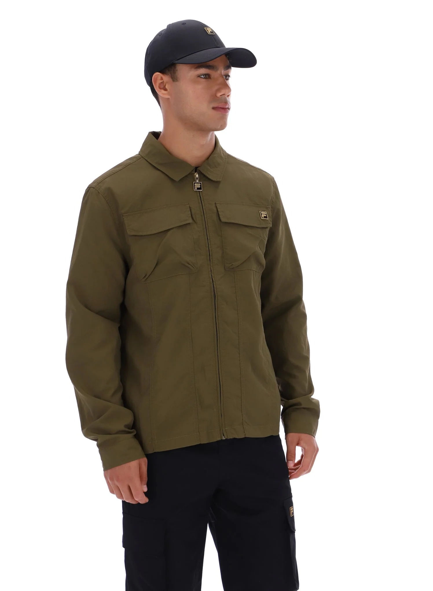 Dark Olive Kasa Zip-Through Overshirt - Image 2