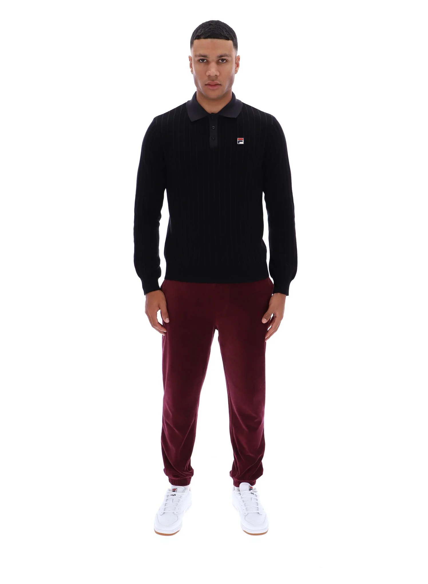 Black Kobe Striped Knit Polo - Image 3