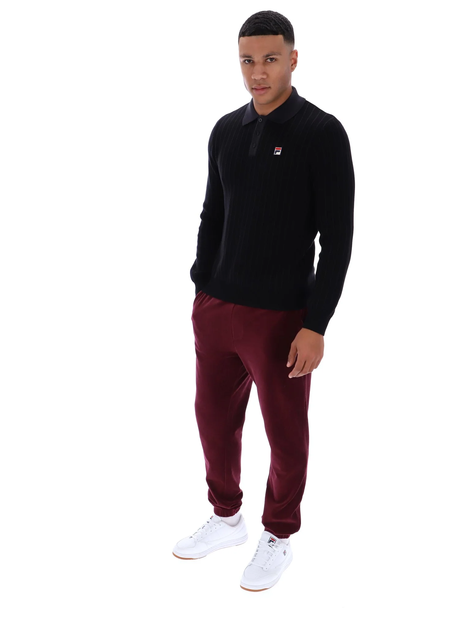 Black Kobe Striped Knit Polo - Image 4