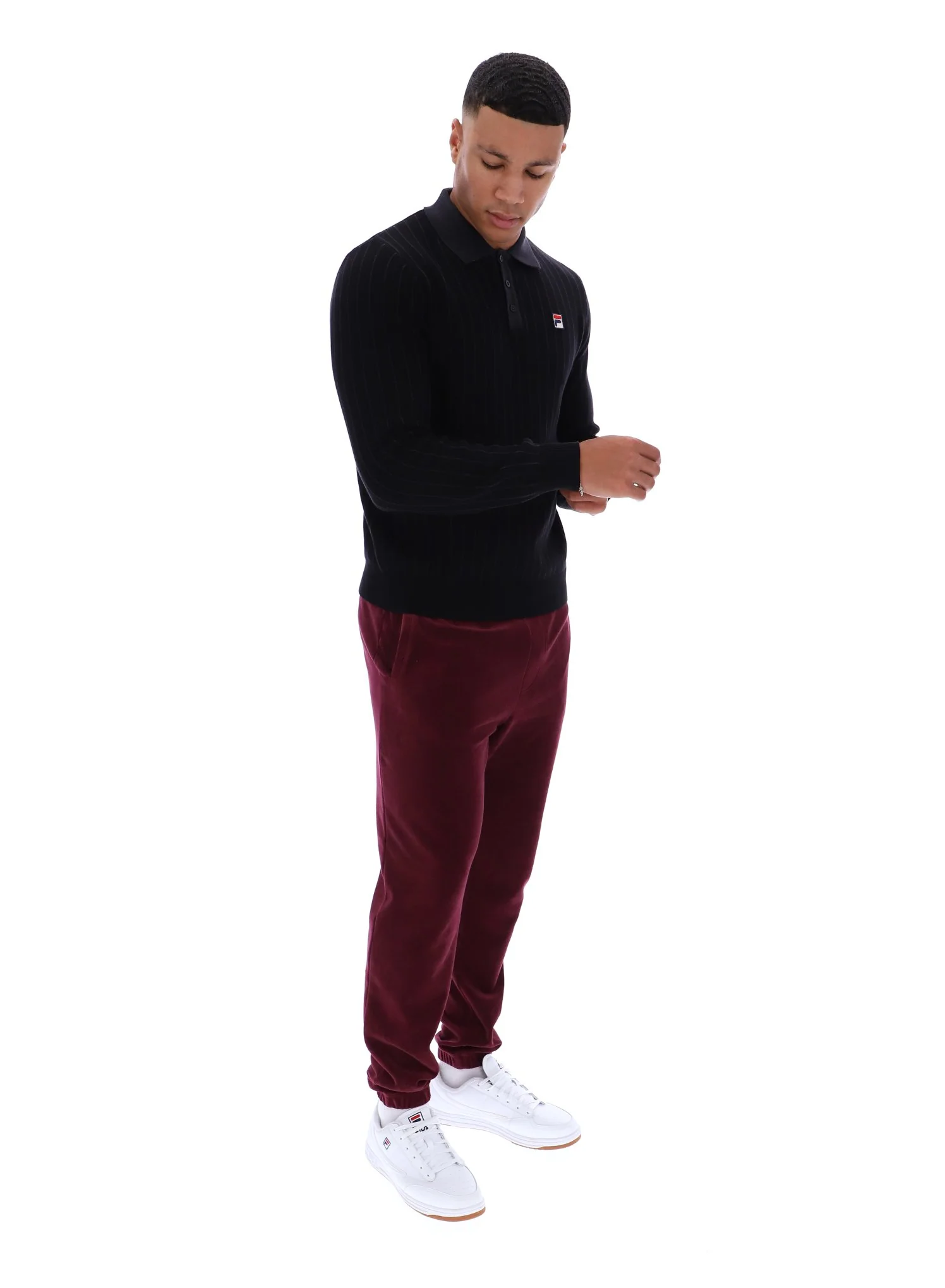 Black Kobe Striped Knit Polo - Image 5