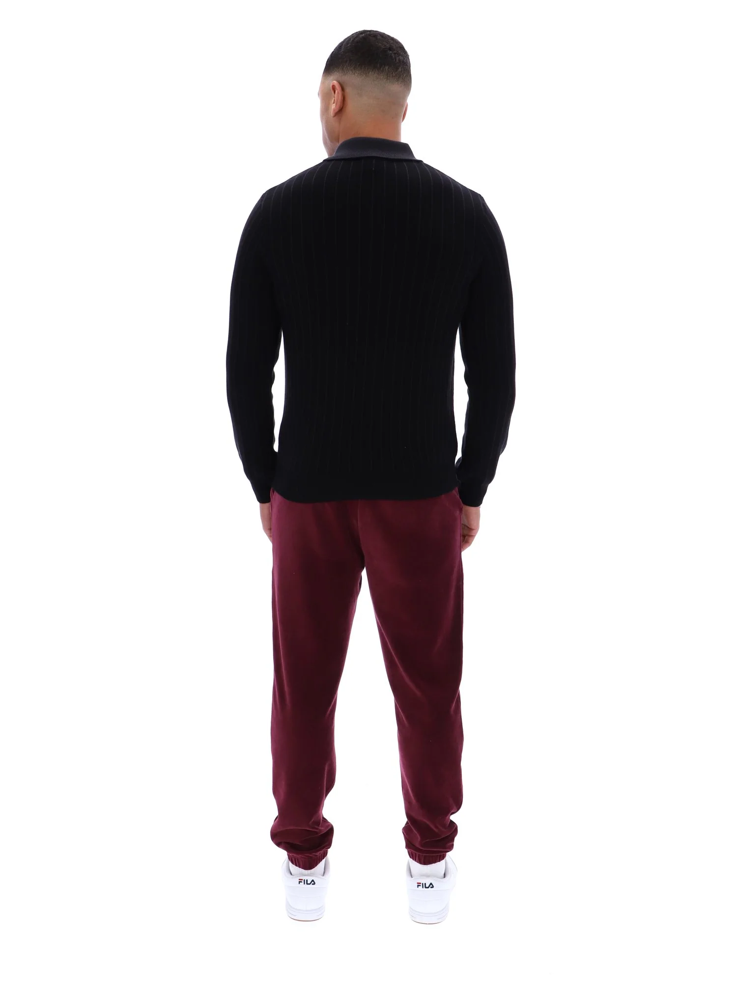 Black Kobe Striped Knit Polo - Image 6