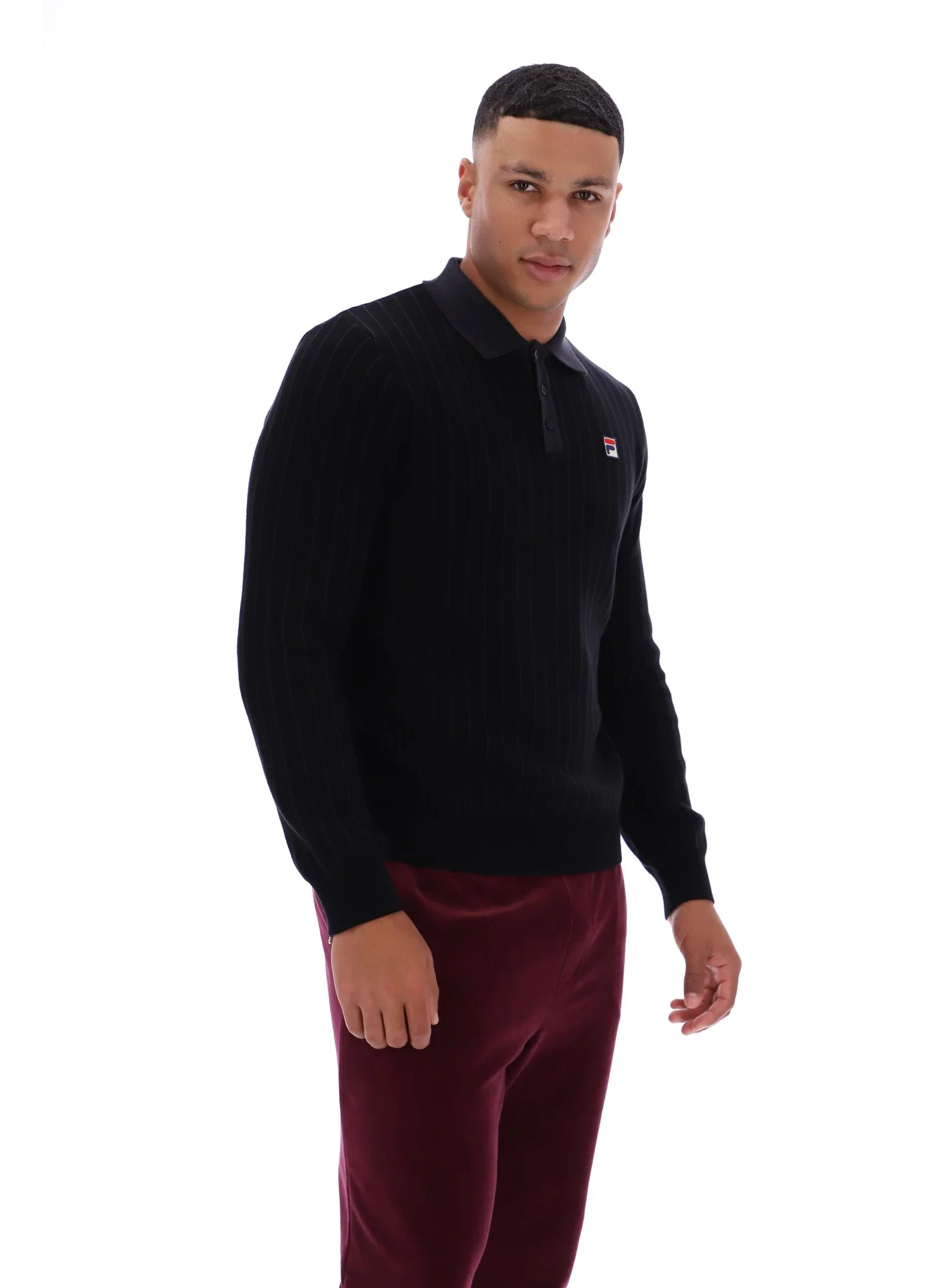 Black Kobe Striped Knit Polo - Image 7