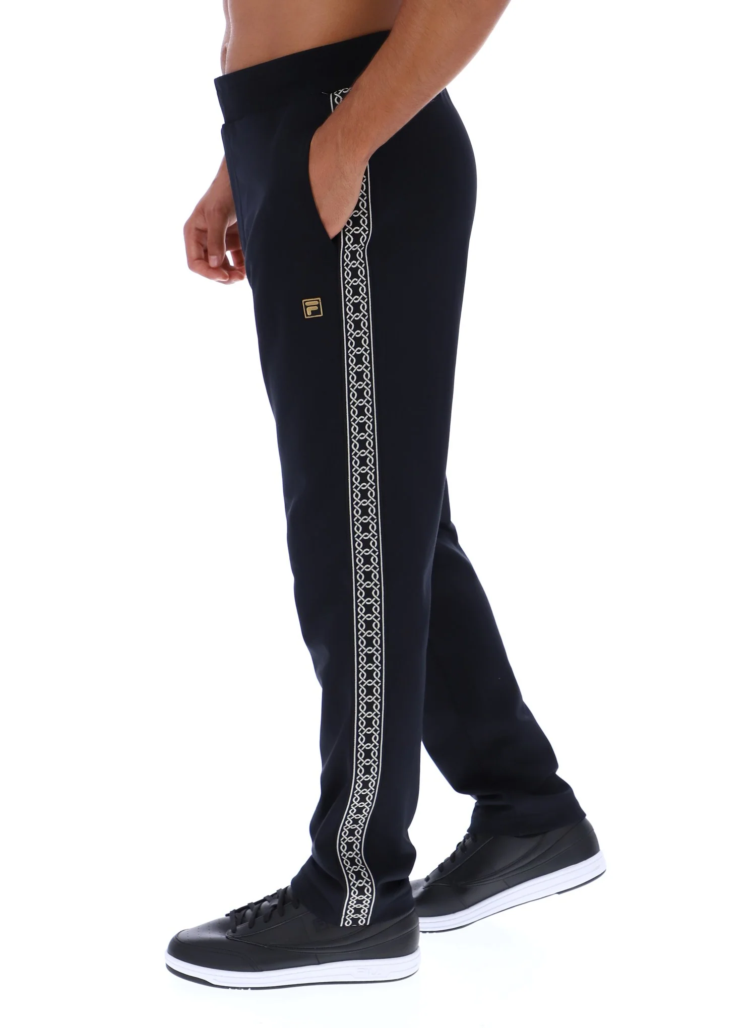 Black Layton Straight Leg Pants with Tape Detail - Image 2