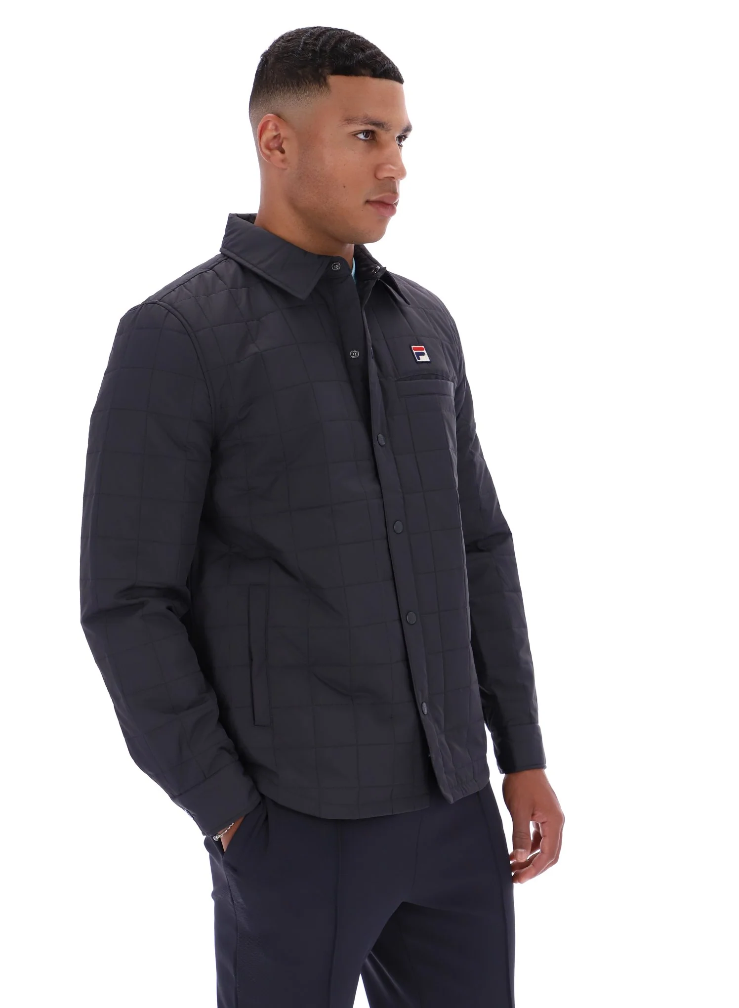 Charcoal Malcolm Lightly Padded Quilted Over Shirt - Image 5