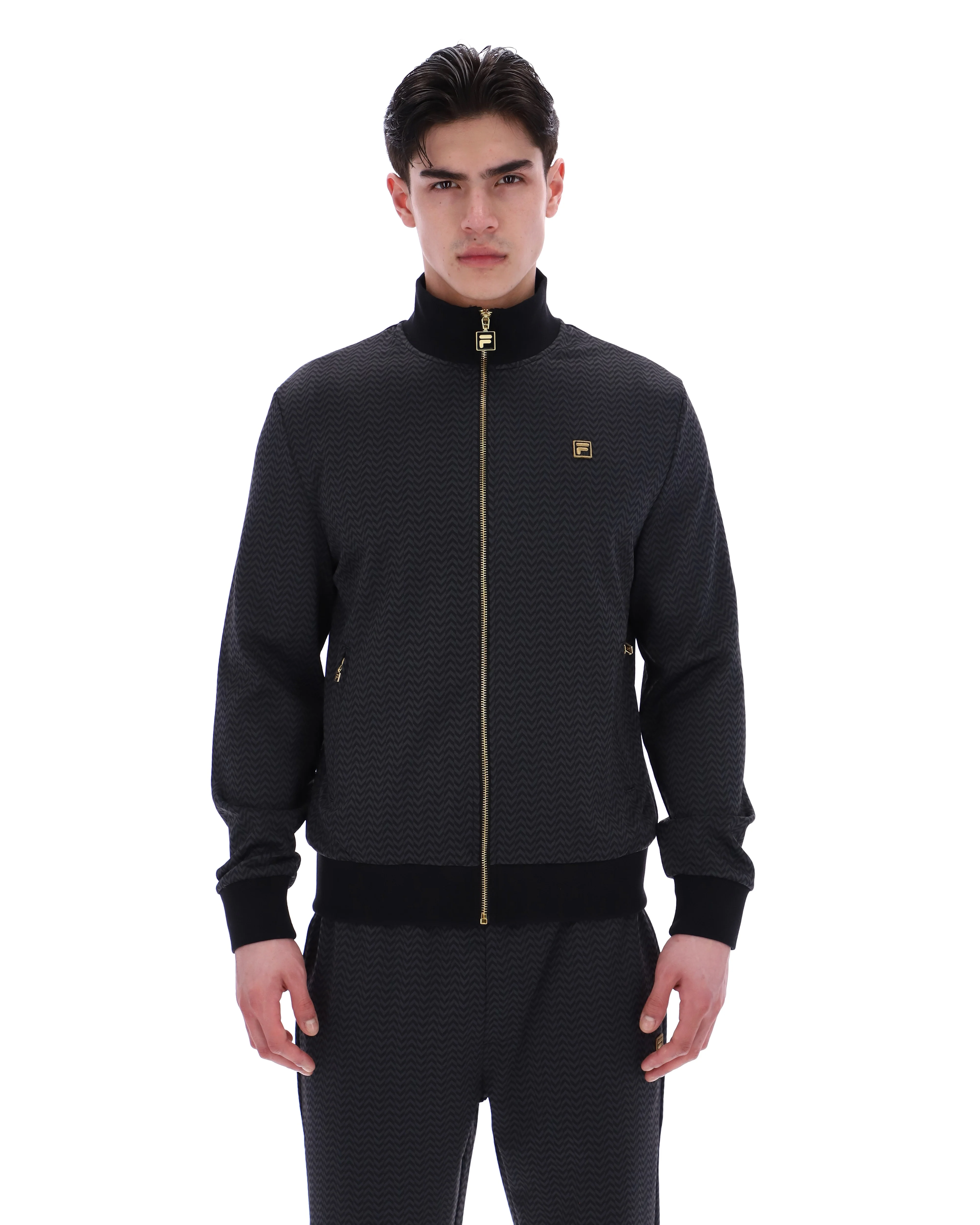 Black Mathers Herringbone Track Top