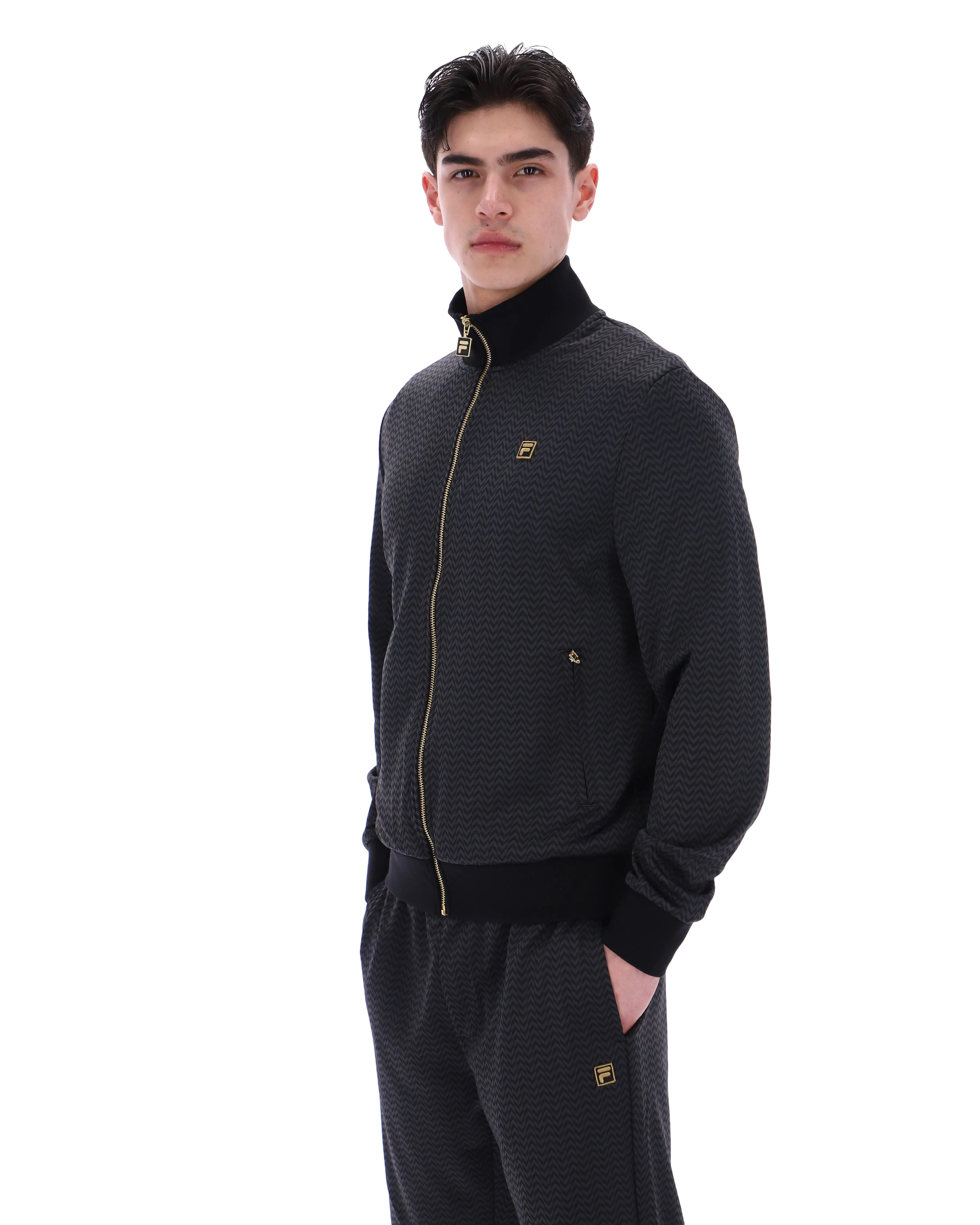 Black Mathers Herringbone Track Top - Image 6