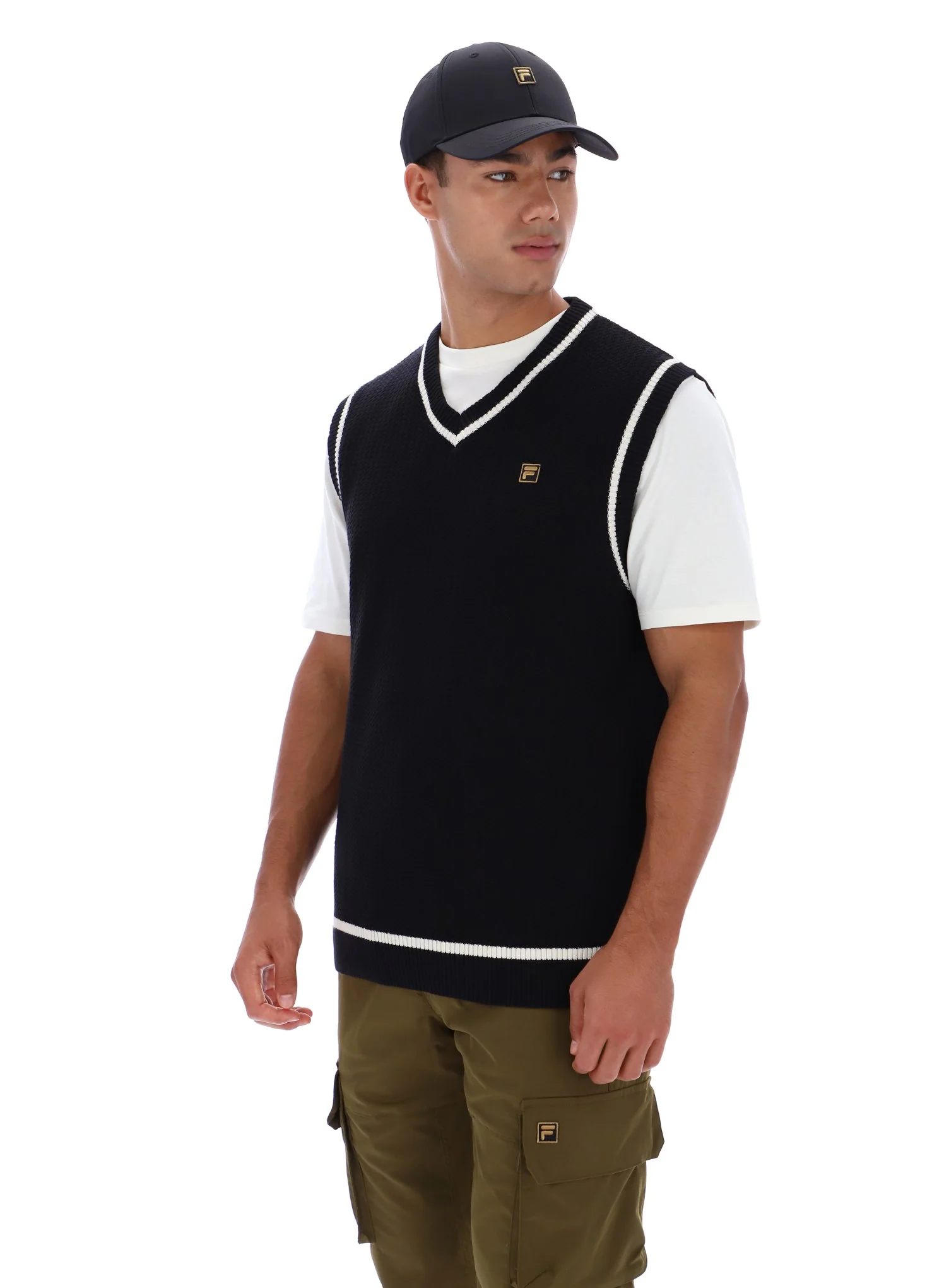 Black Mellor Textured Knit Vest with Tipping - Image 3