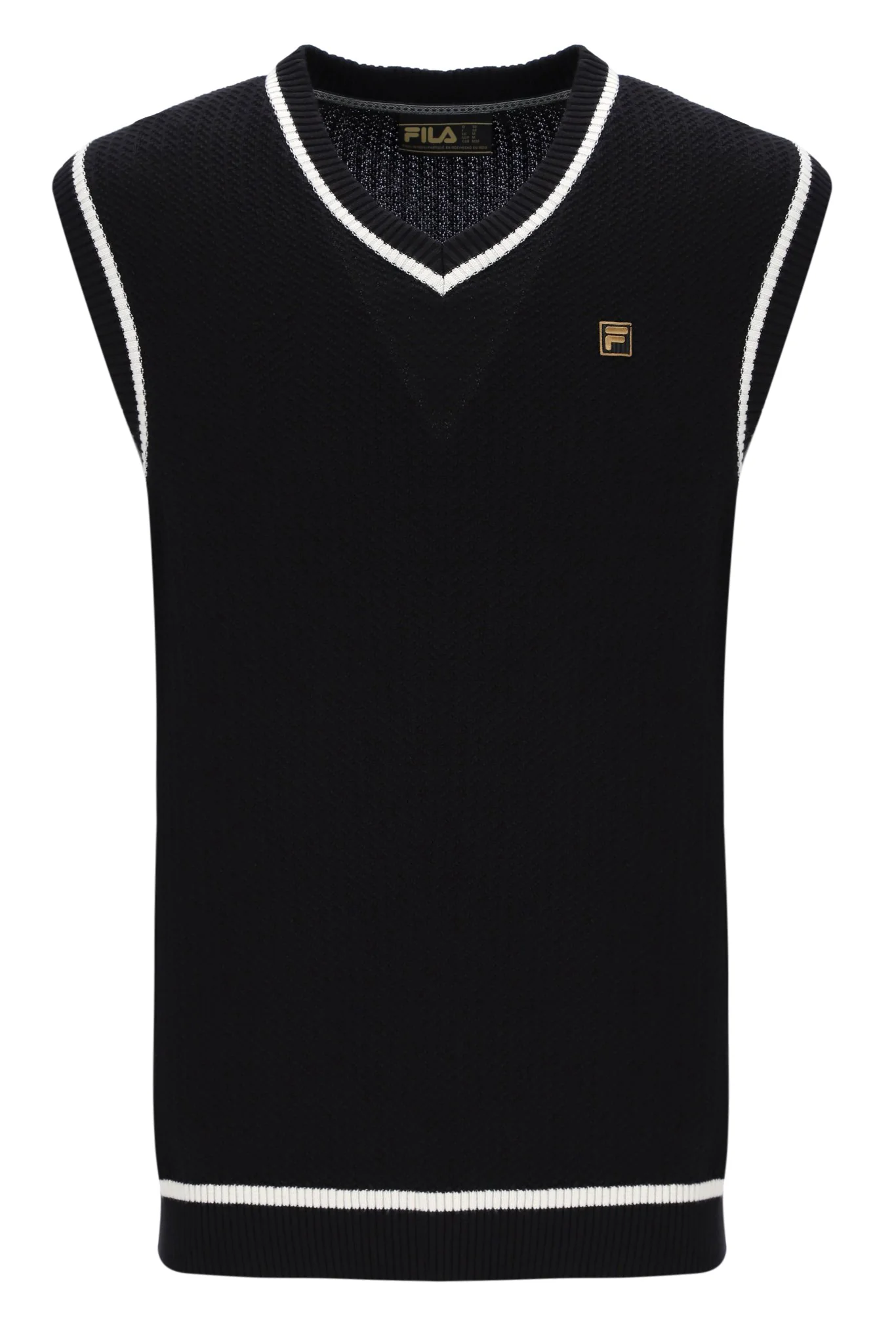 Black Mellor Textured Knit Vest with Tipping - Image 8
