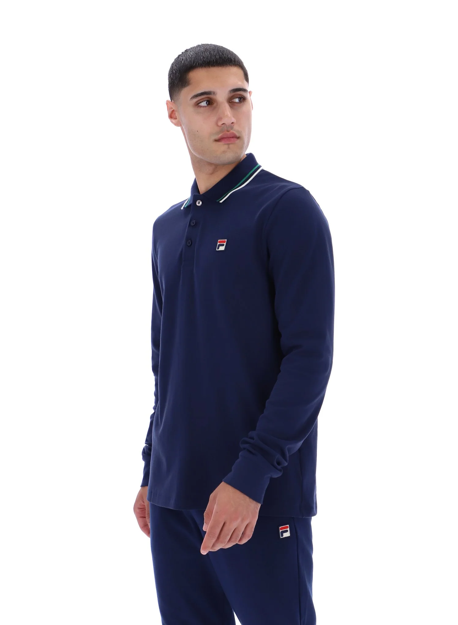 Fila Navy Monte Tipped Collar Long Sleeve Polo - Image 2